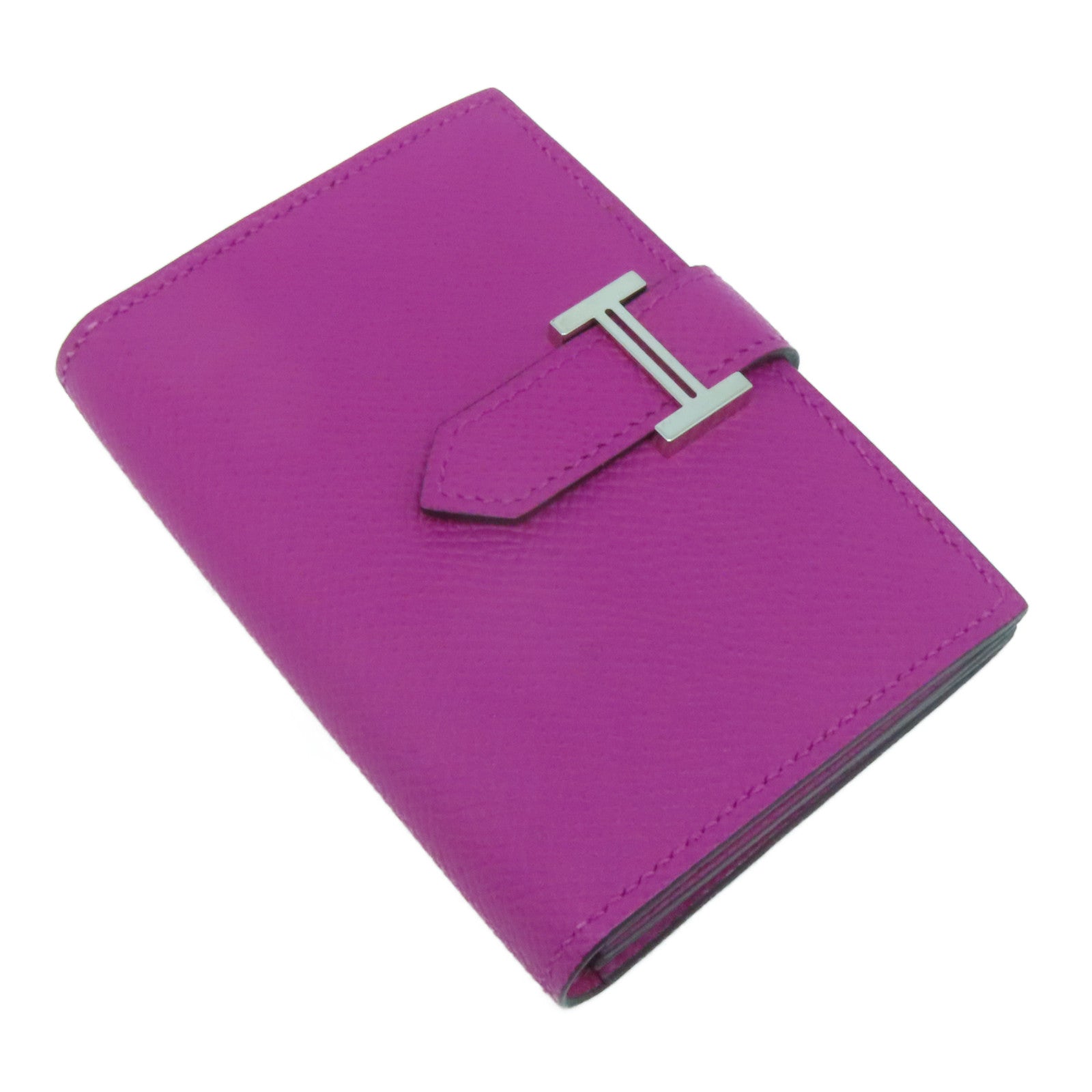 HERMES 【激減優惠】Epsom皮革Bearn Card Case銀扣卡片套Rose Pourpre玫瑰紫色