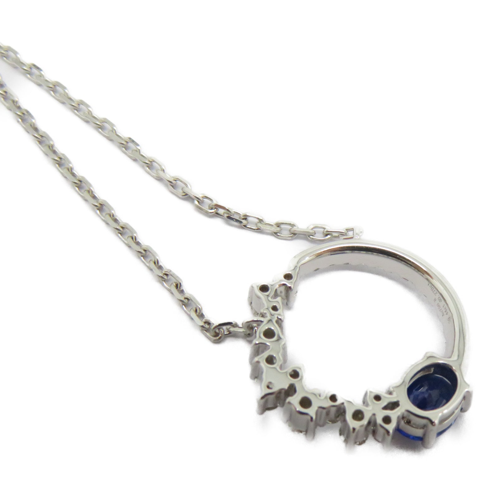 JEWELRY 【激減優惠】18K白金Sapphire Necklace 0.442ct藍寶石/0.27ct鑽石項鍊藍色/銀色