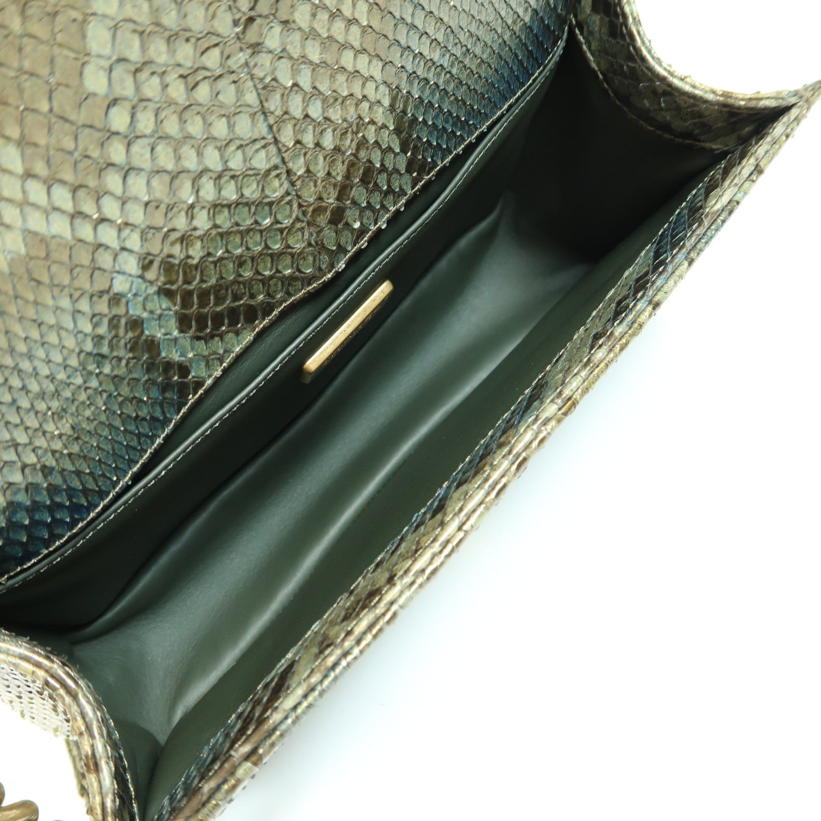 CHANEL 蛇皮皮革Boy 25金扣肩背袋