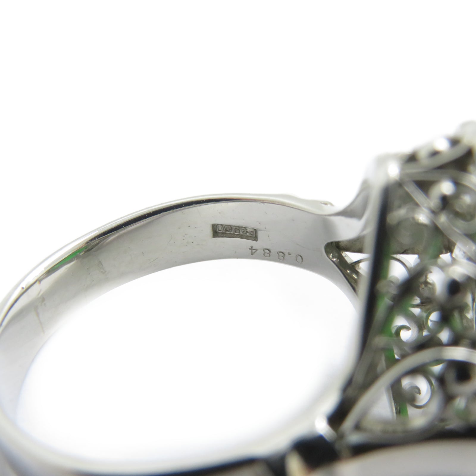 JEWELRY PT900鉑金Jade Ring 4.463ct翡翠/0.884ct鑚石戒指US#9.5