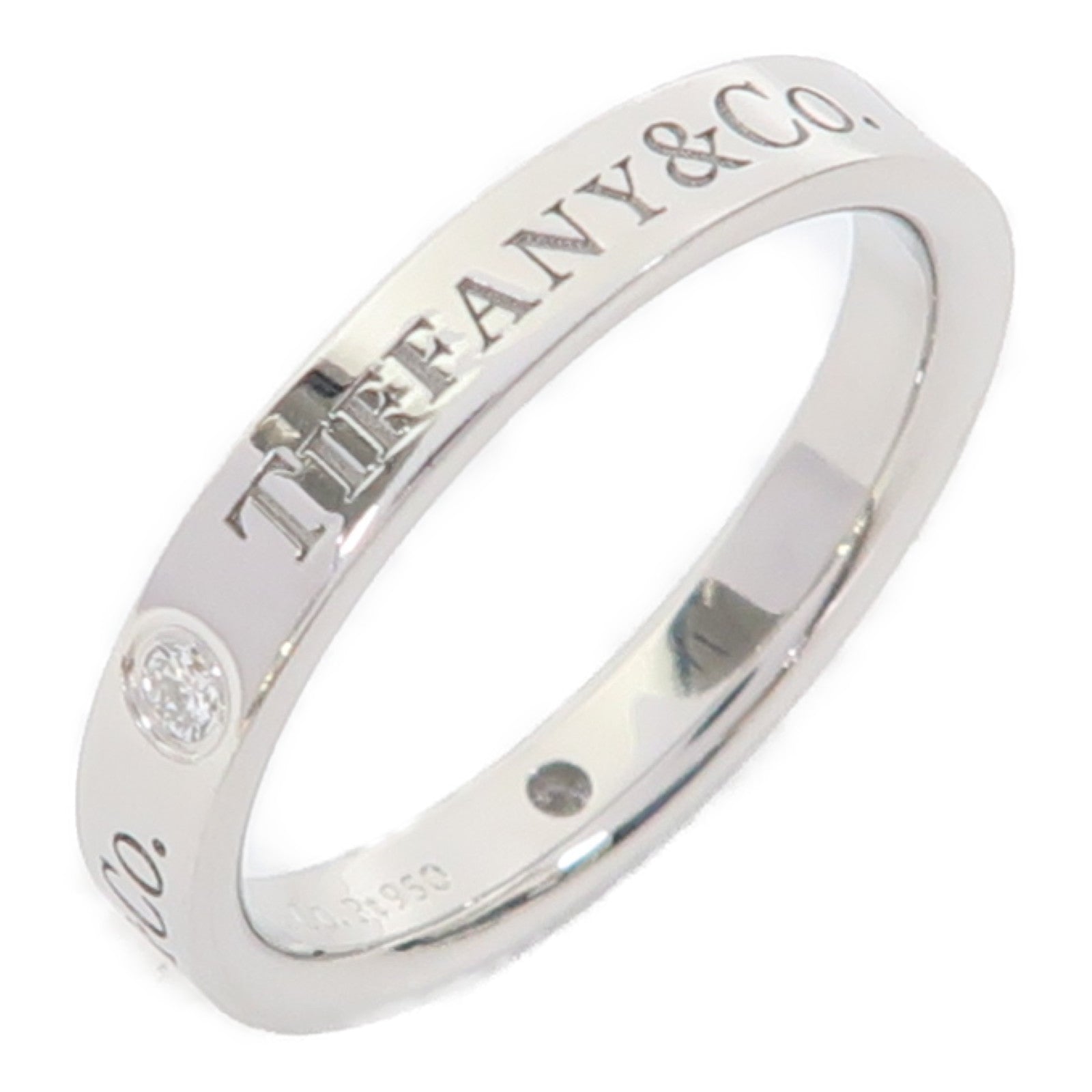 TIFFANY＆CO PT950鉑金Band Ring 3 Diamond戒指US#5.5