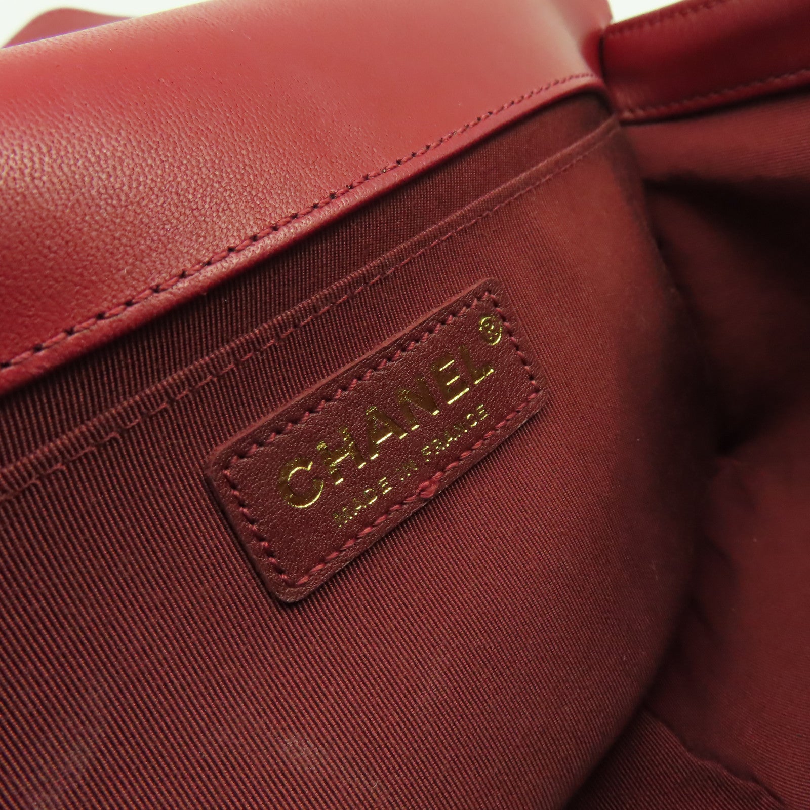 CHANEL **【激減優惠】菱格牛皮皮革Boy Chanel Chain Shoulder Bag金扣鏈帶肩背袋酒紅色