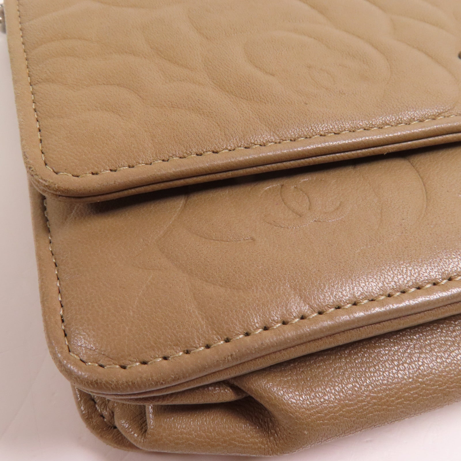 CHANEL 羊皮皮革WOC 19cm銀扣鏈帶肩背袋