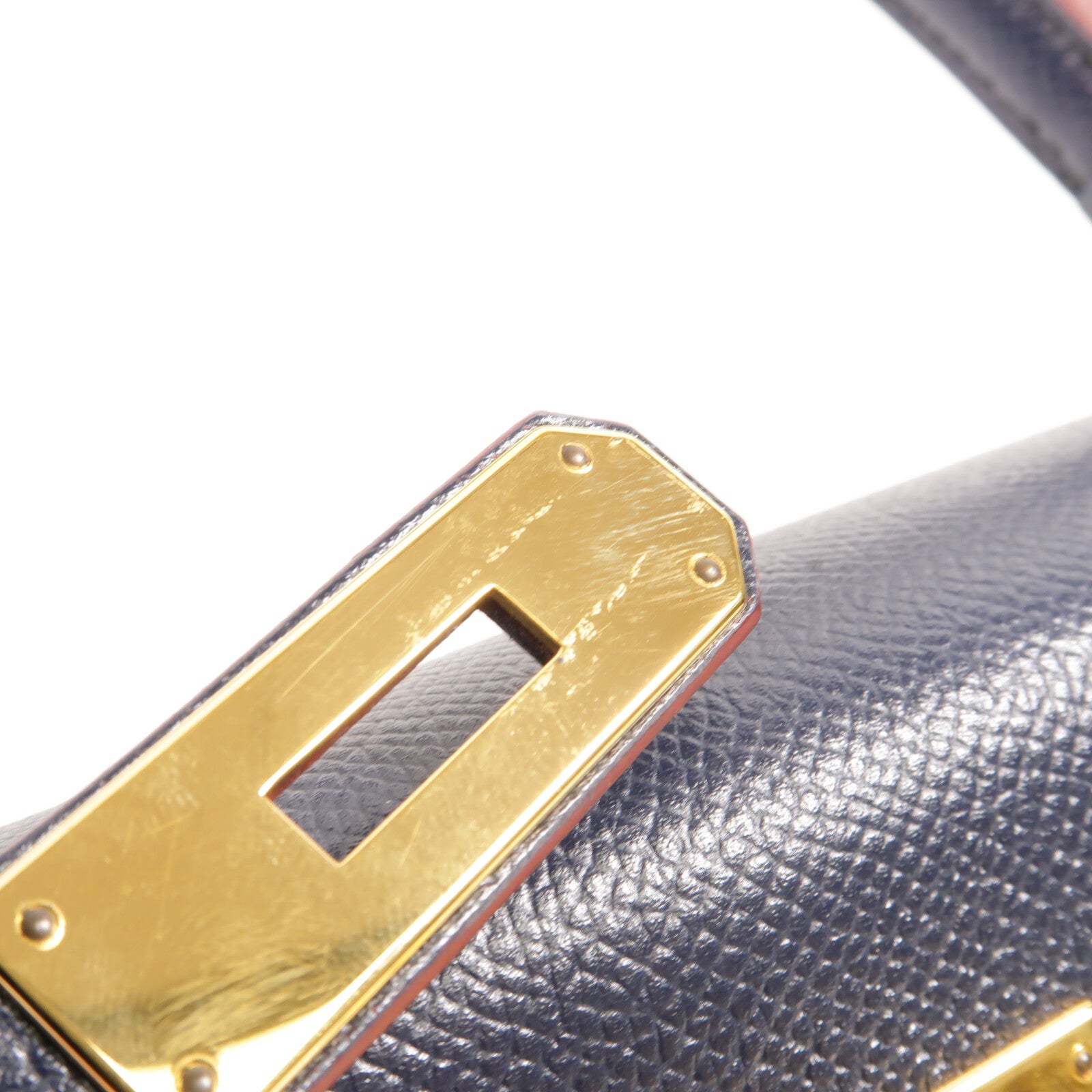 HERMES Epsom皮革Kelly 28手挽肩背兩用袋Bleu Indigo