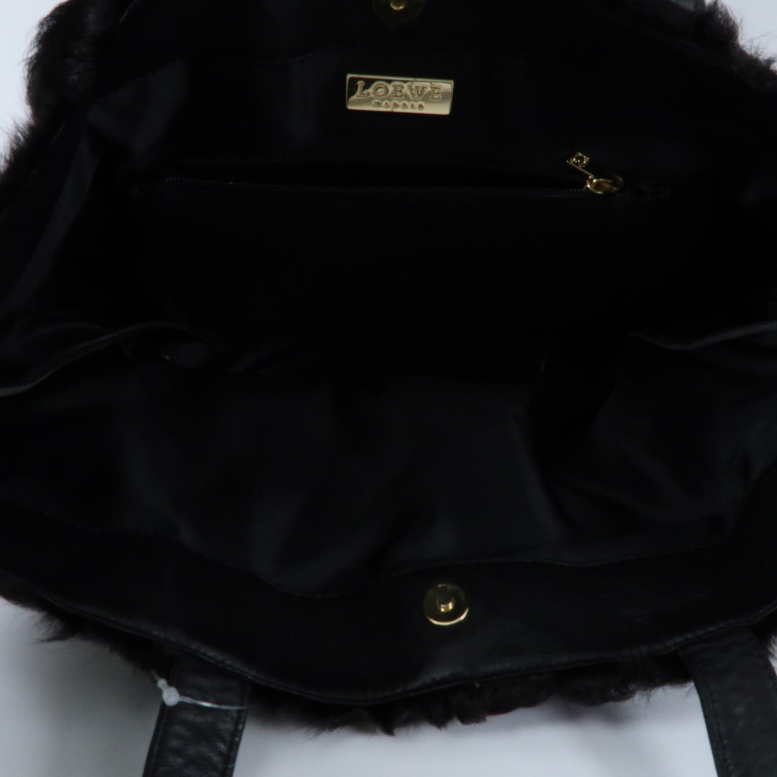 LOEWE 水貂皮草Tote Bag金扣手挽袋