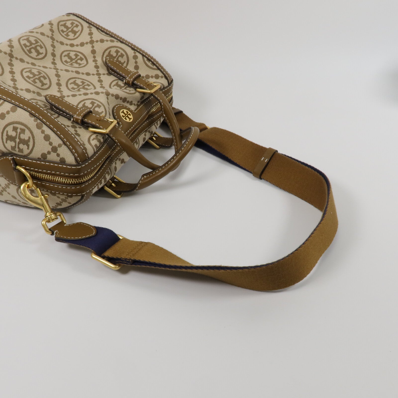 Tory Burch 帆布T Monogram Jacquard Barrel Bag手挽肩背兩用袋