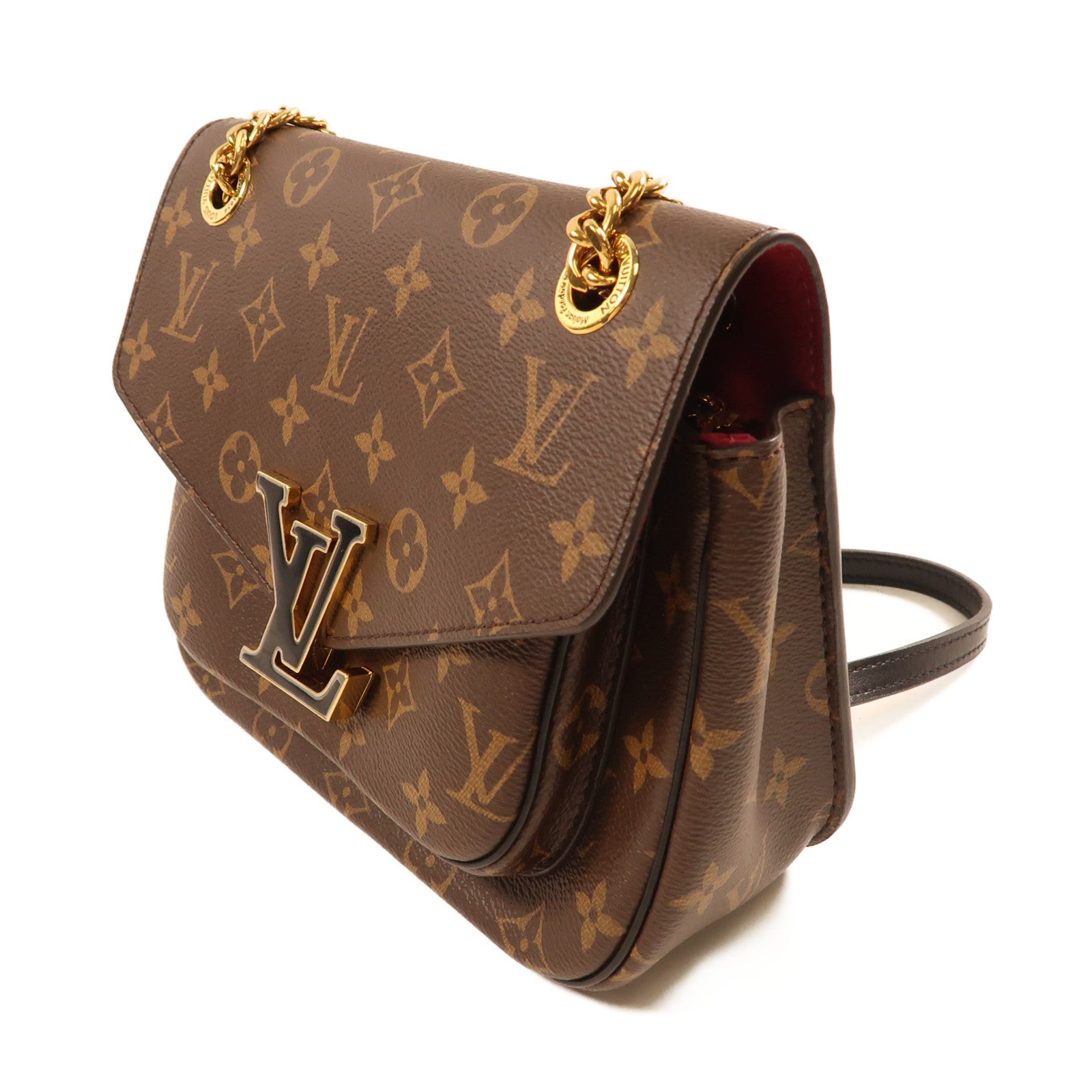 LOUIS VUITTON Monogram Passy金扣鏈帶肩背袋啡色