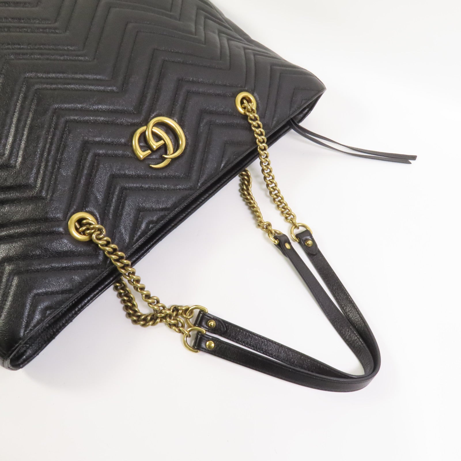 GUCCI 牛皮皮革GG Marmont Tote Bag金扣鏈帶手挽袋