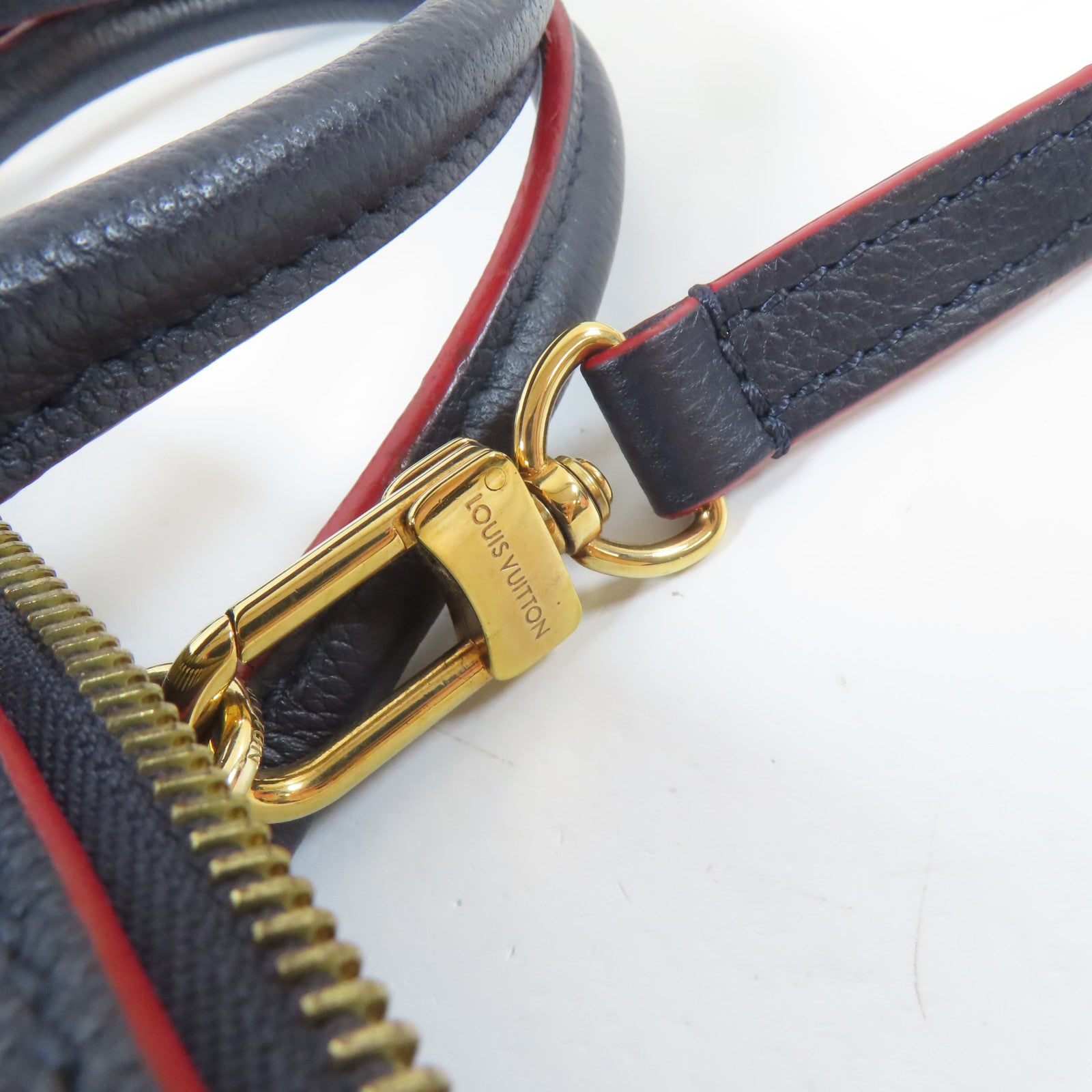 LOUIS VUITTON Monogram Empreinte Pont Neuf MM金扣手挽肩背兩用袋深藍色