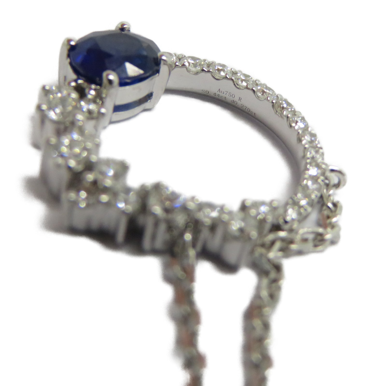 JEWELRY 【激減優惠】18K白金Sapphire Necklace 0.442ct藍寶石/0.27ct鑽石項鍊藍色/銀色