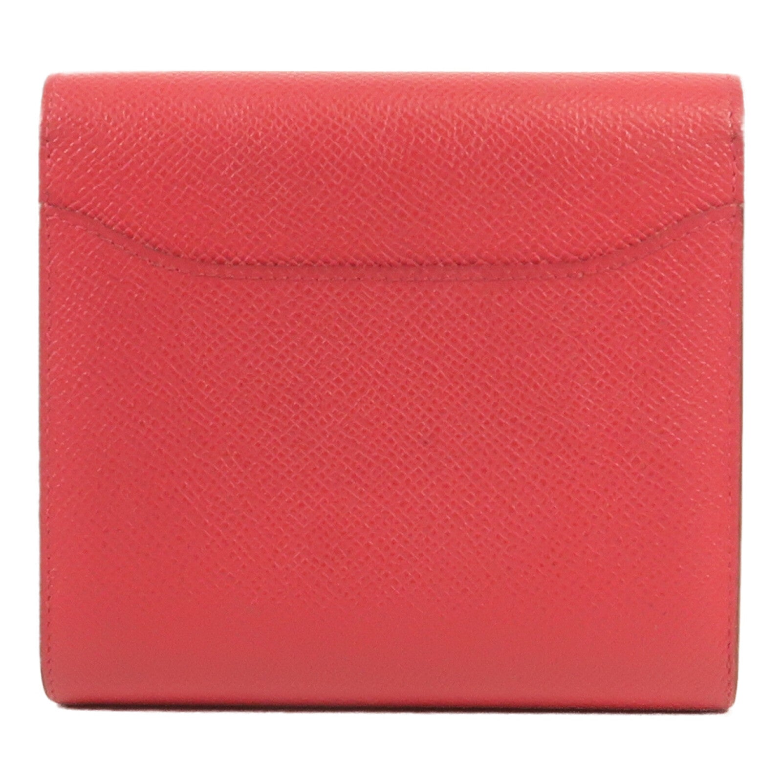 HERMES Epsom皮革Constance Short Wallet銀扣錢包Red