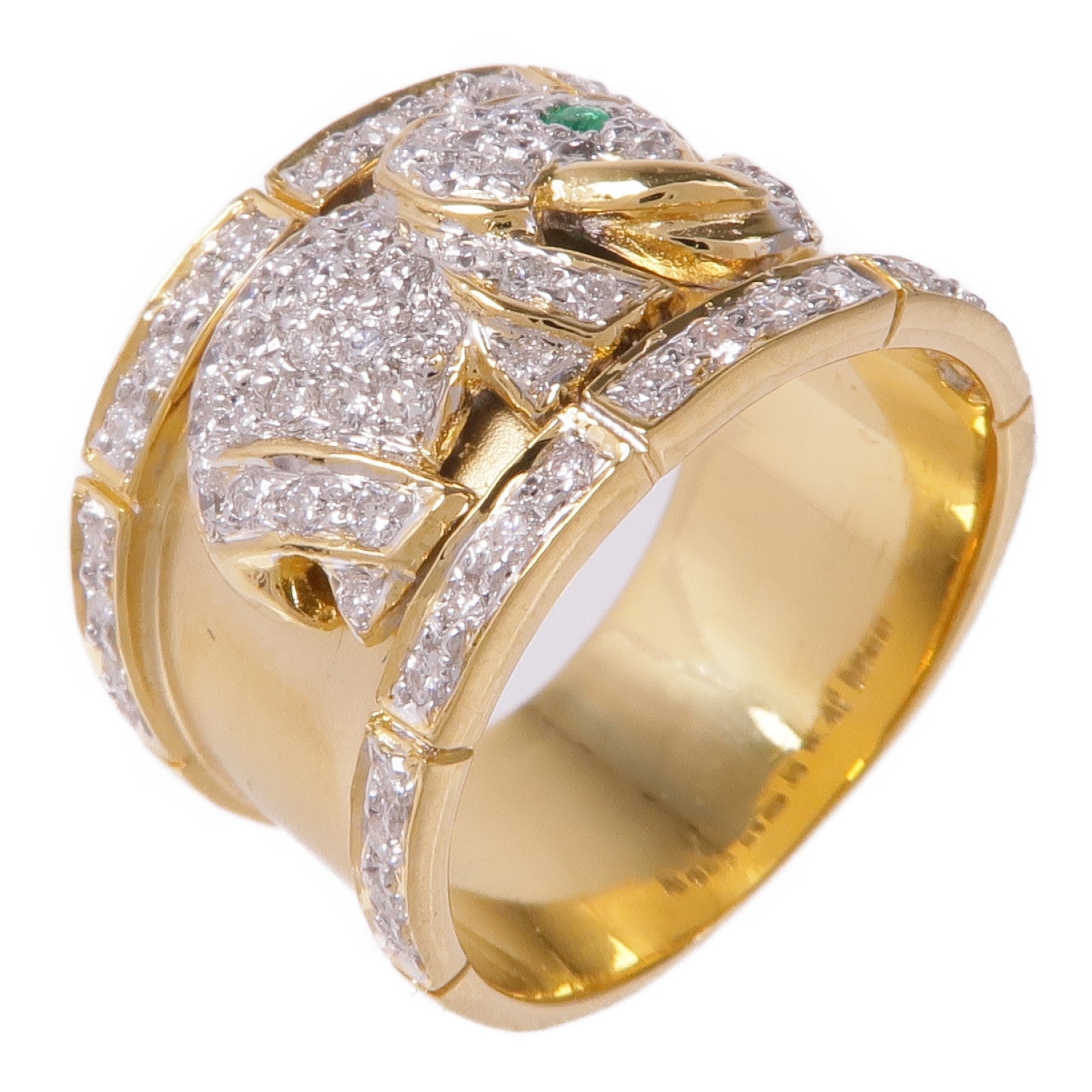 JEWELRY 18K黃金/Emerald Diamond Ring綠寶石/鑽石戒指US#5.5