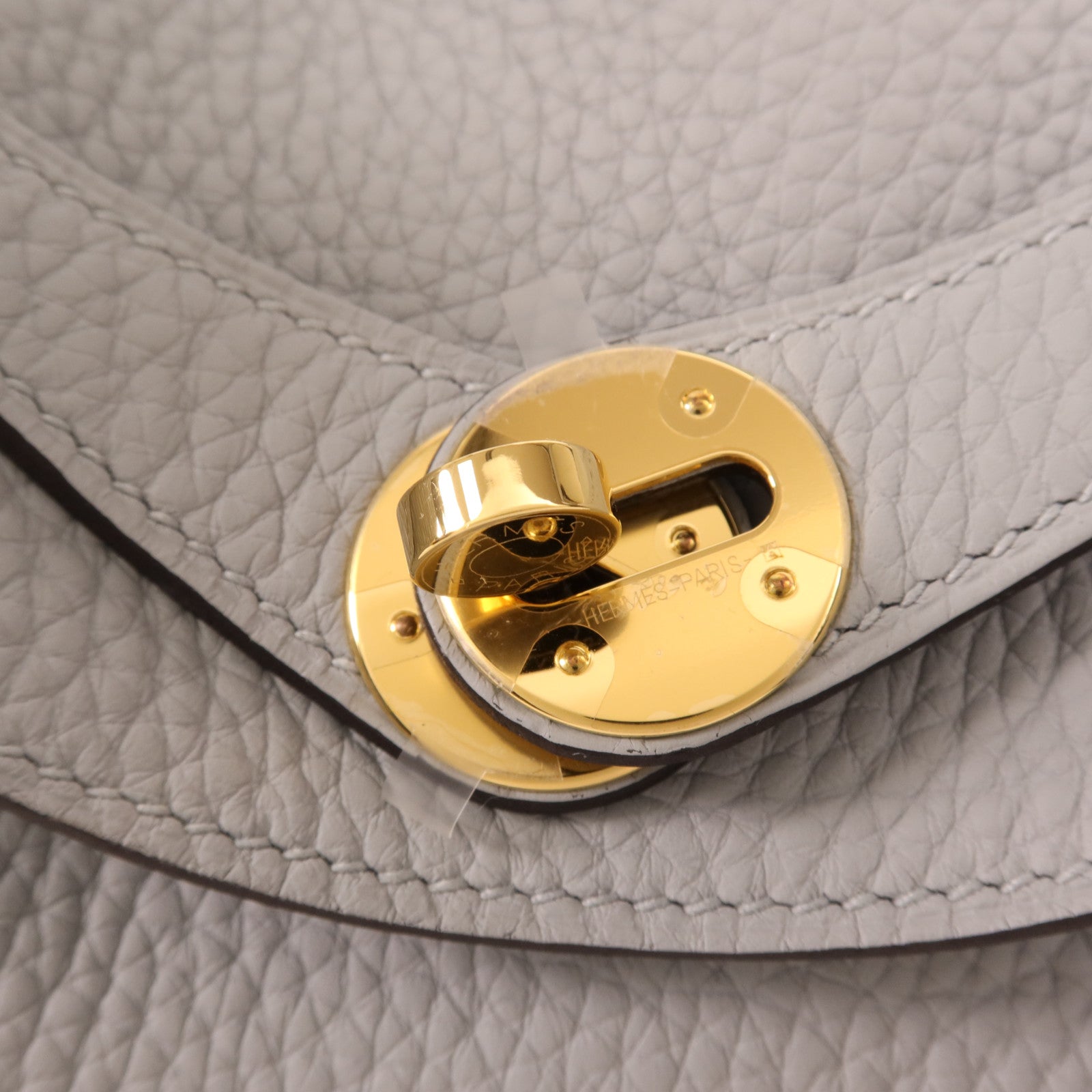 HERMES Clemence皮革Lindy 26金扣手挽肩背兩用袋Blue Glacier