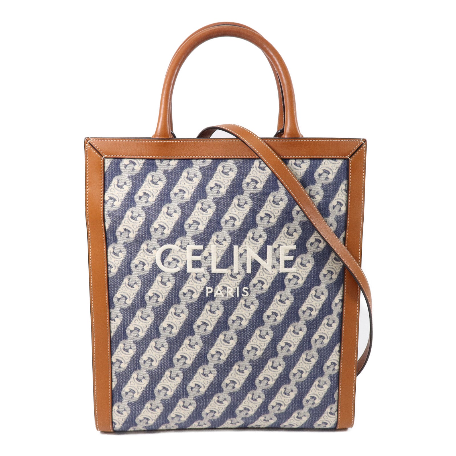CELINE 帆布/牛皮皮革Cabas手挽肩背兩用袋