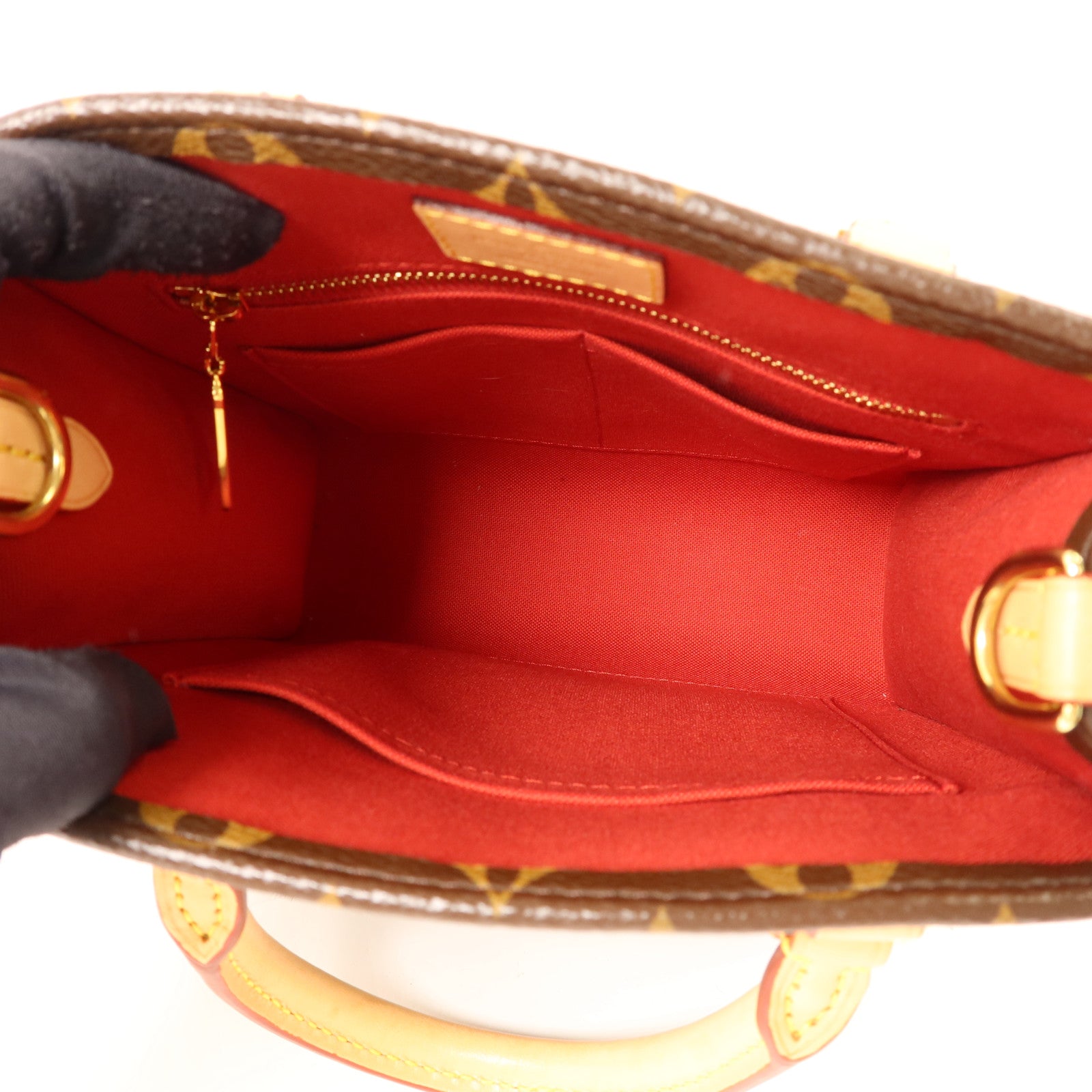 LOUIS VUITTON Monogram Sac Plat BB金扣手挽肩背兩用袋棕色