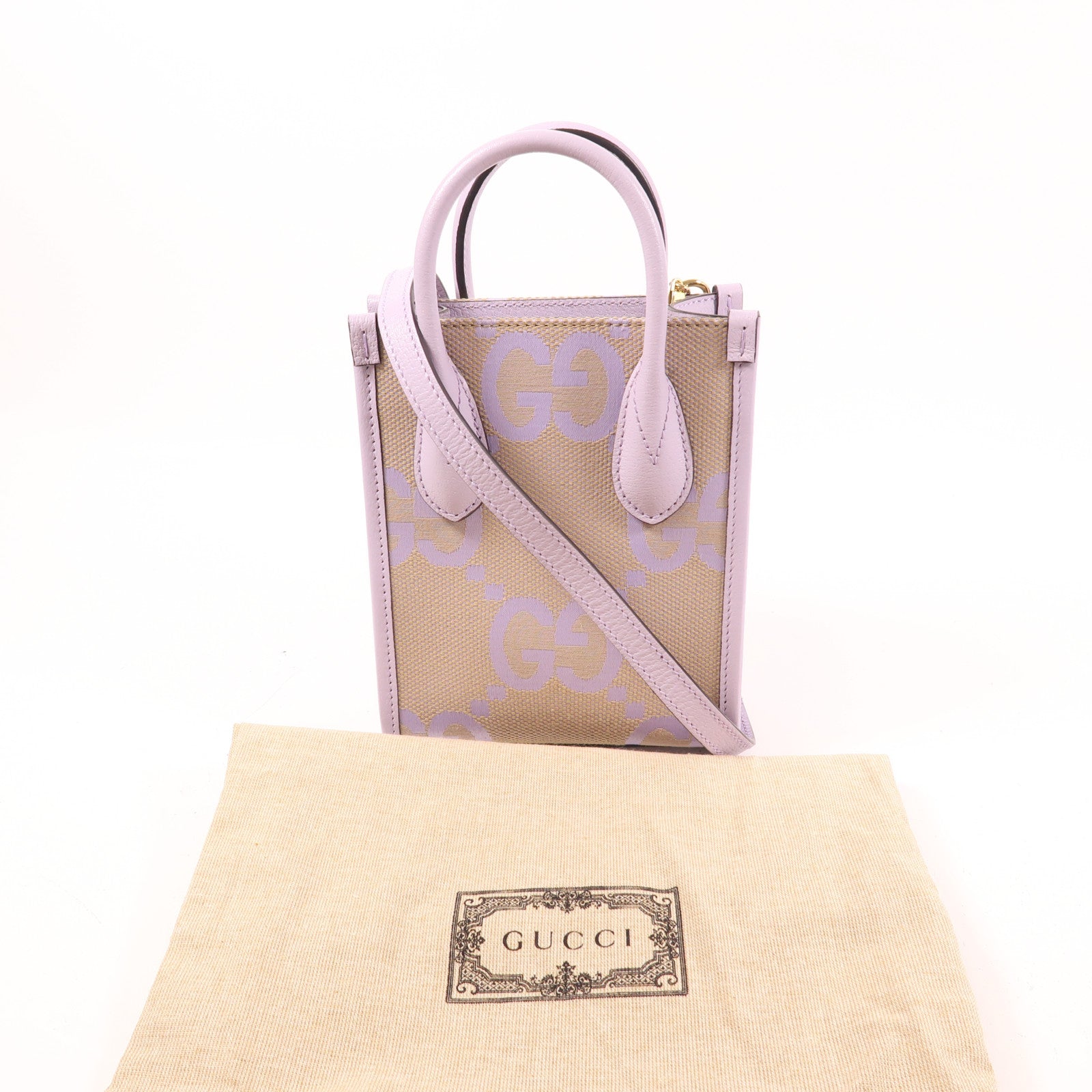 GUCCI 帆布/牛皮皮革Shoulder Bag金扣手挽肩背兩用袋