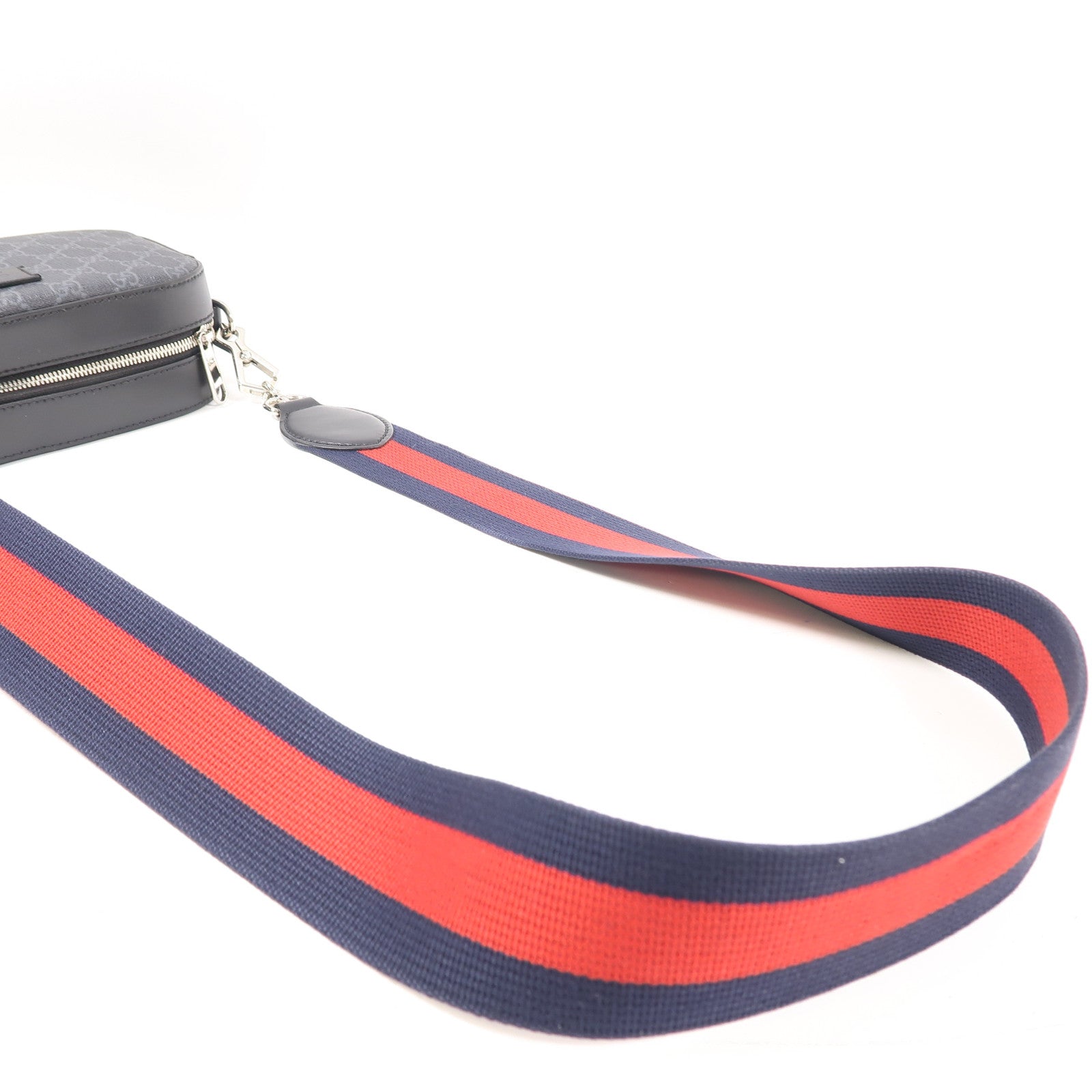 GUCCI 塗層帆布Shoulder Bag銀扣肩背袋黑色