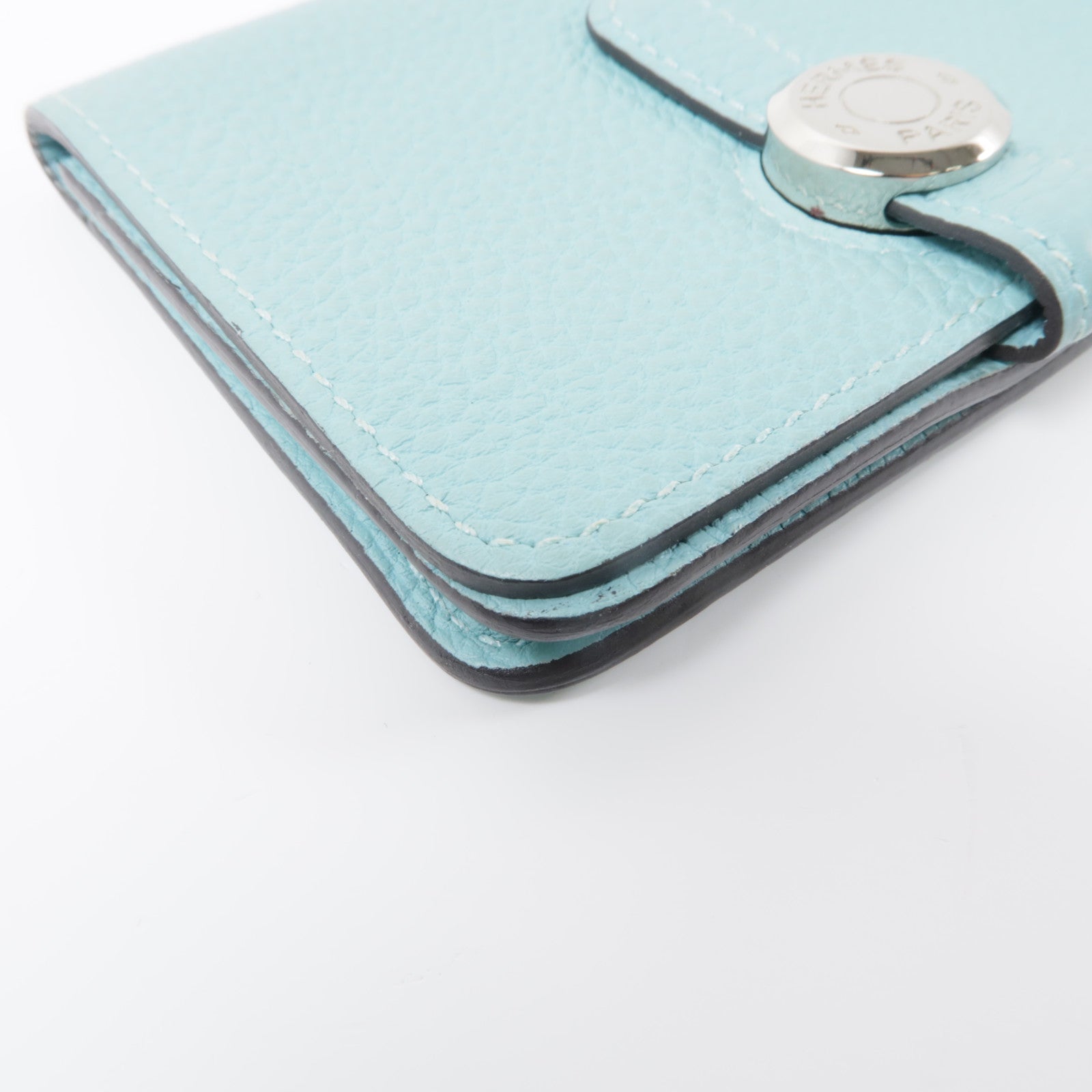 HERMES Togo皮革Dogon Card Case銀扣卡片套淺藍色