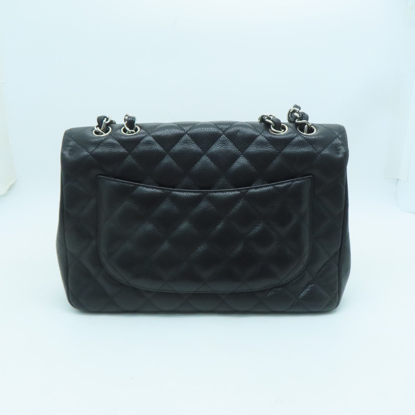 CHANEL 【激減優惠】菱格Caviar皮革Chain Shoulder銀扣肩背袋黑色