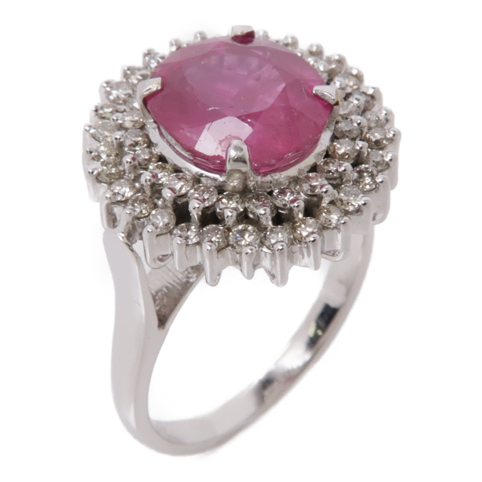 JEWELRY 【激減優惠】18K白金Ruby Ring紅寶石/鑽石戒指US#7.25