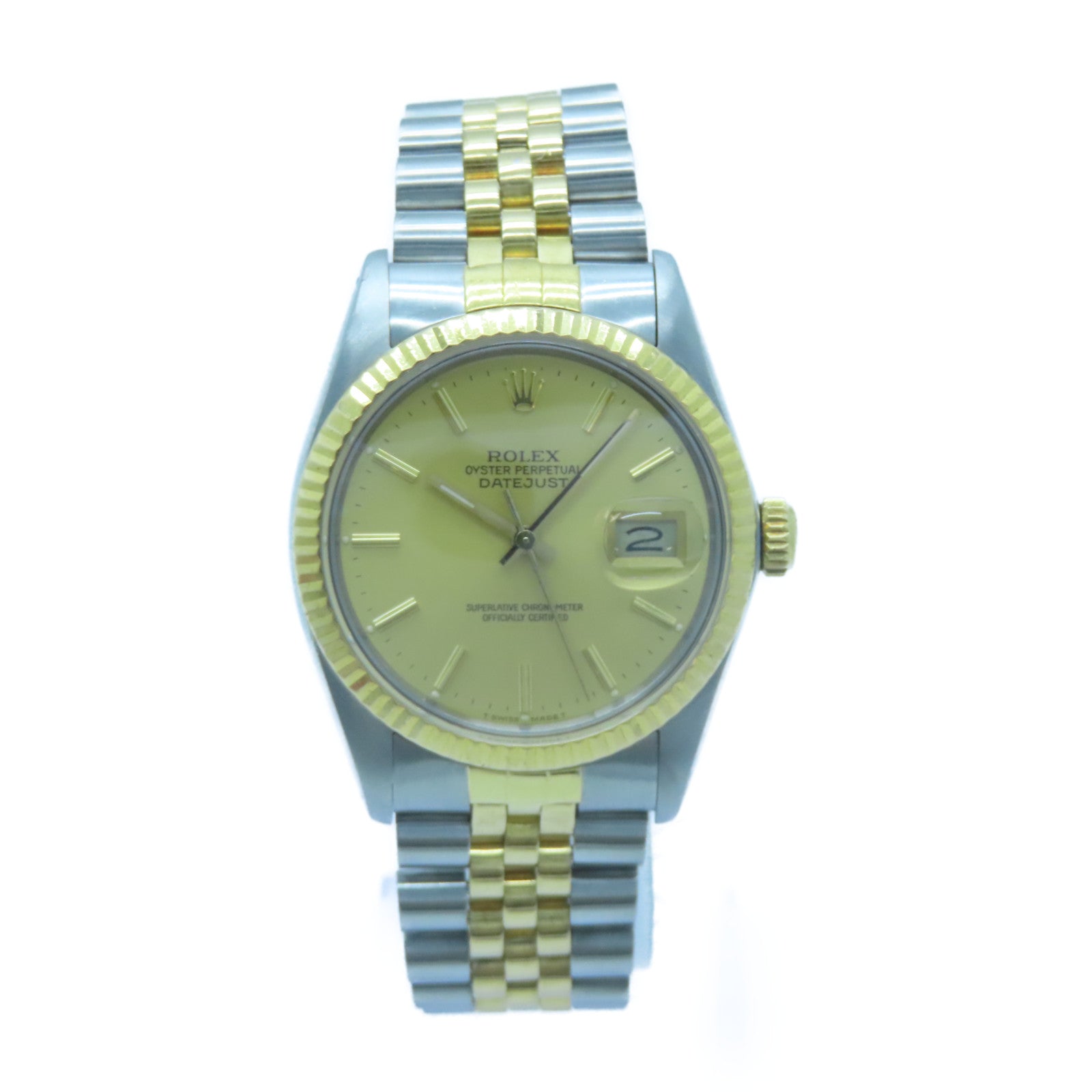 ROLEX Datejust 18K黃金/不鏽鋼手錶自動機芯金色