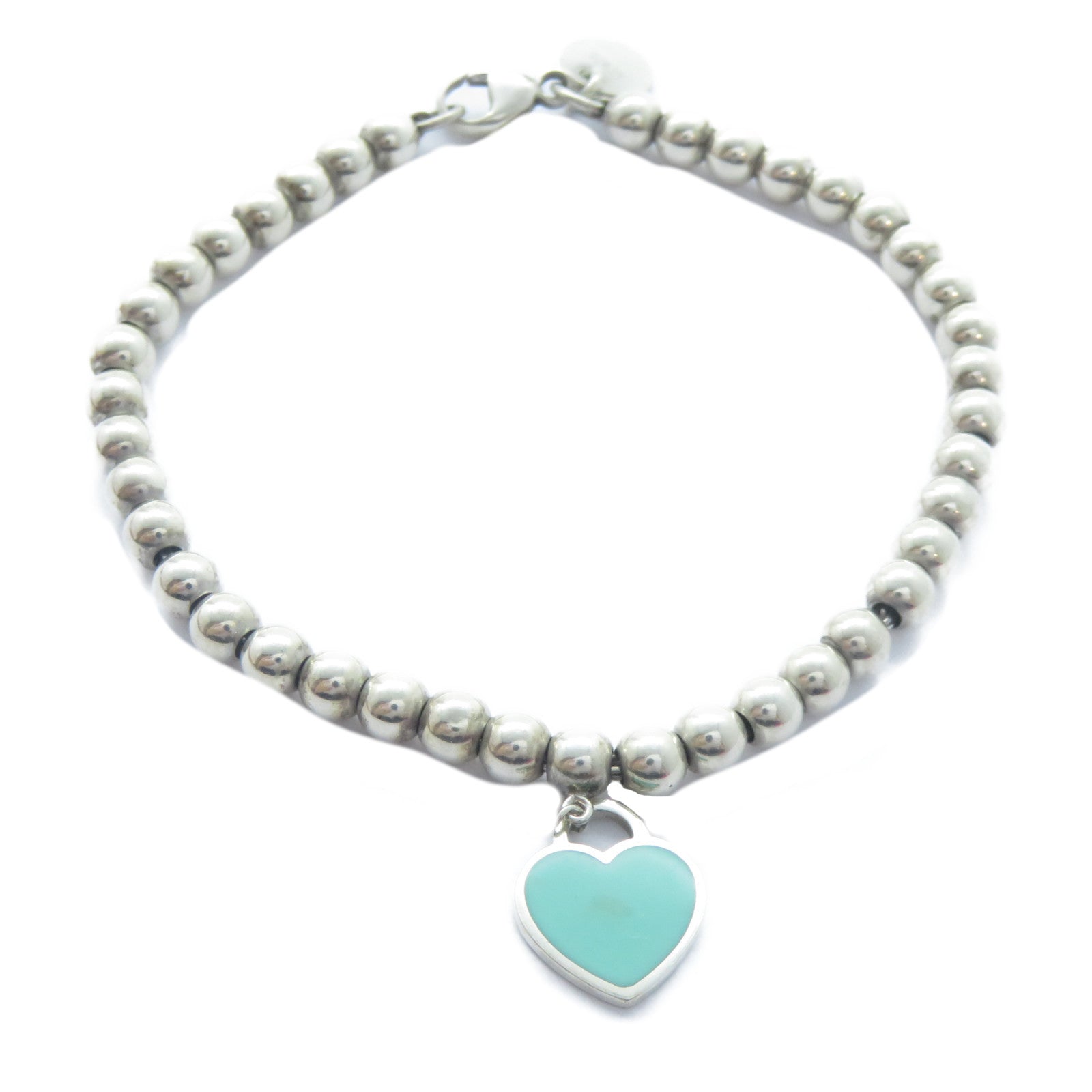 TIFFANY＆CO 925純銀Heart Tag Bead Bracelet手鏈