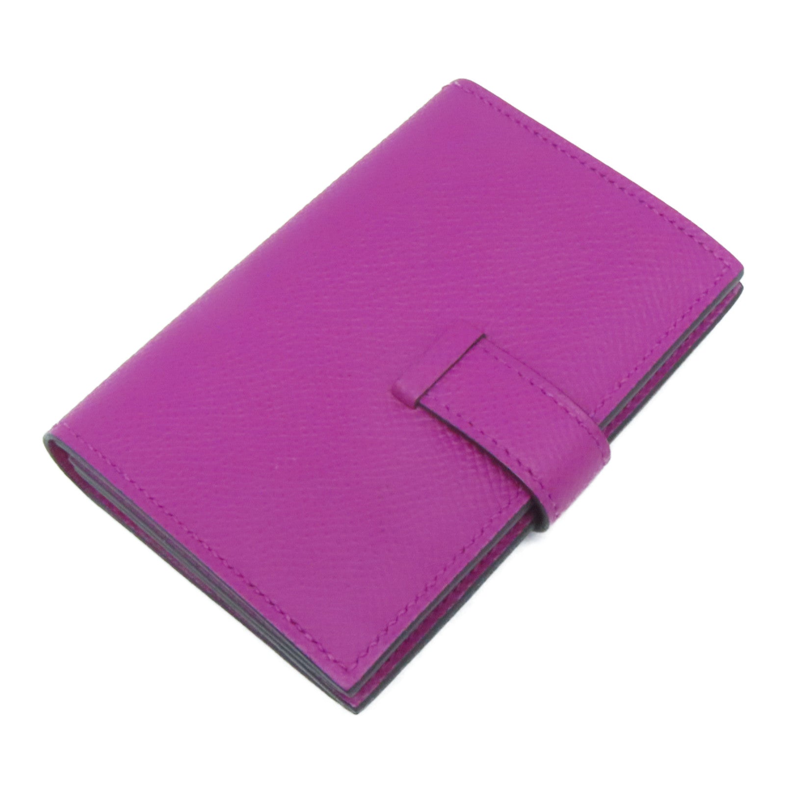 HERMES 【激減優惠】Epsom皮革Bearn Card Case銀扣卡片套Rose Pourpre玫瑰紫色