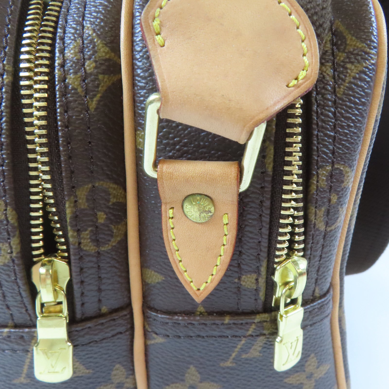 LOUIS VUITTON Monogram Reporter PM金扣肩背袋啡色