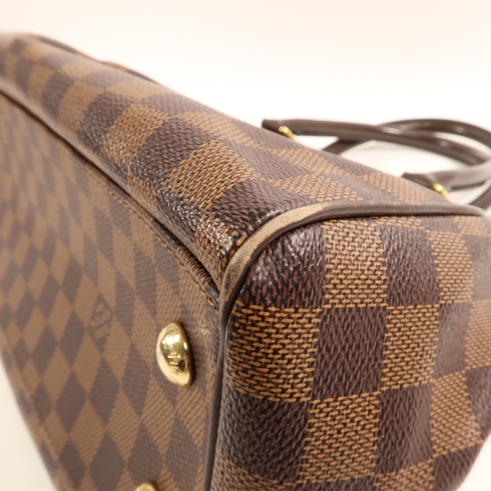 LOUIS VUITTON Damier Trevi金扣手挽肩背兩用袋棕色