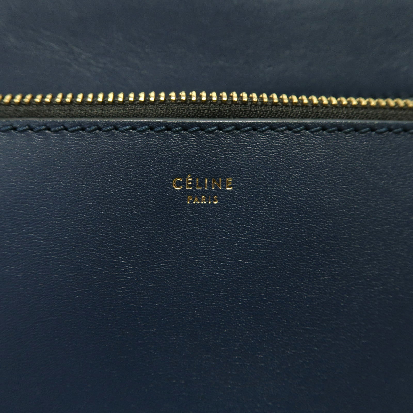 CELINE 【激減優惠】牛皮皮革Edge Bag金扣手挽袋深藍色