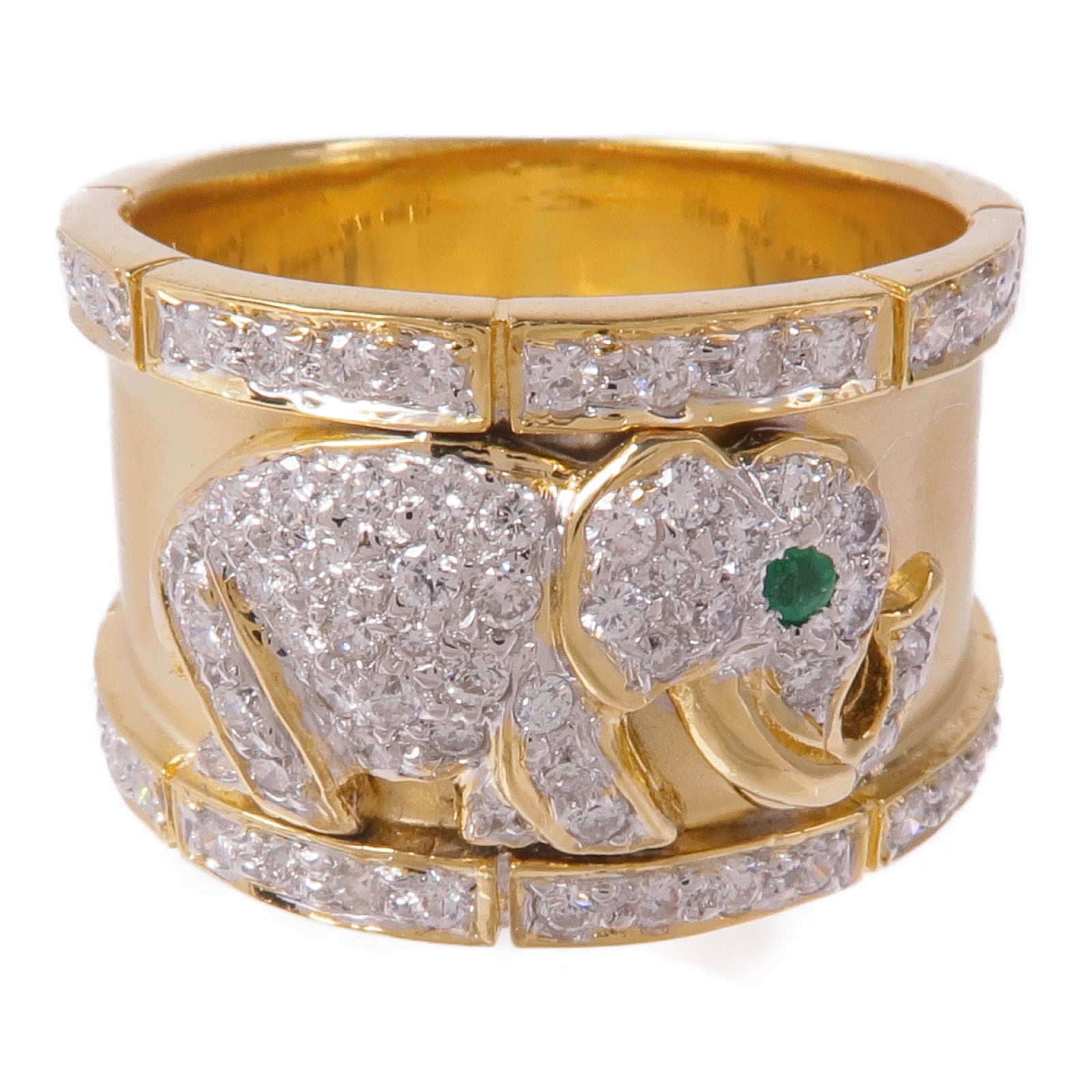 JEWELRY 18K黃金/Emerald Diamond Ring綠寶石/鑽石戒指US#5.5