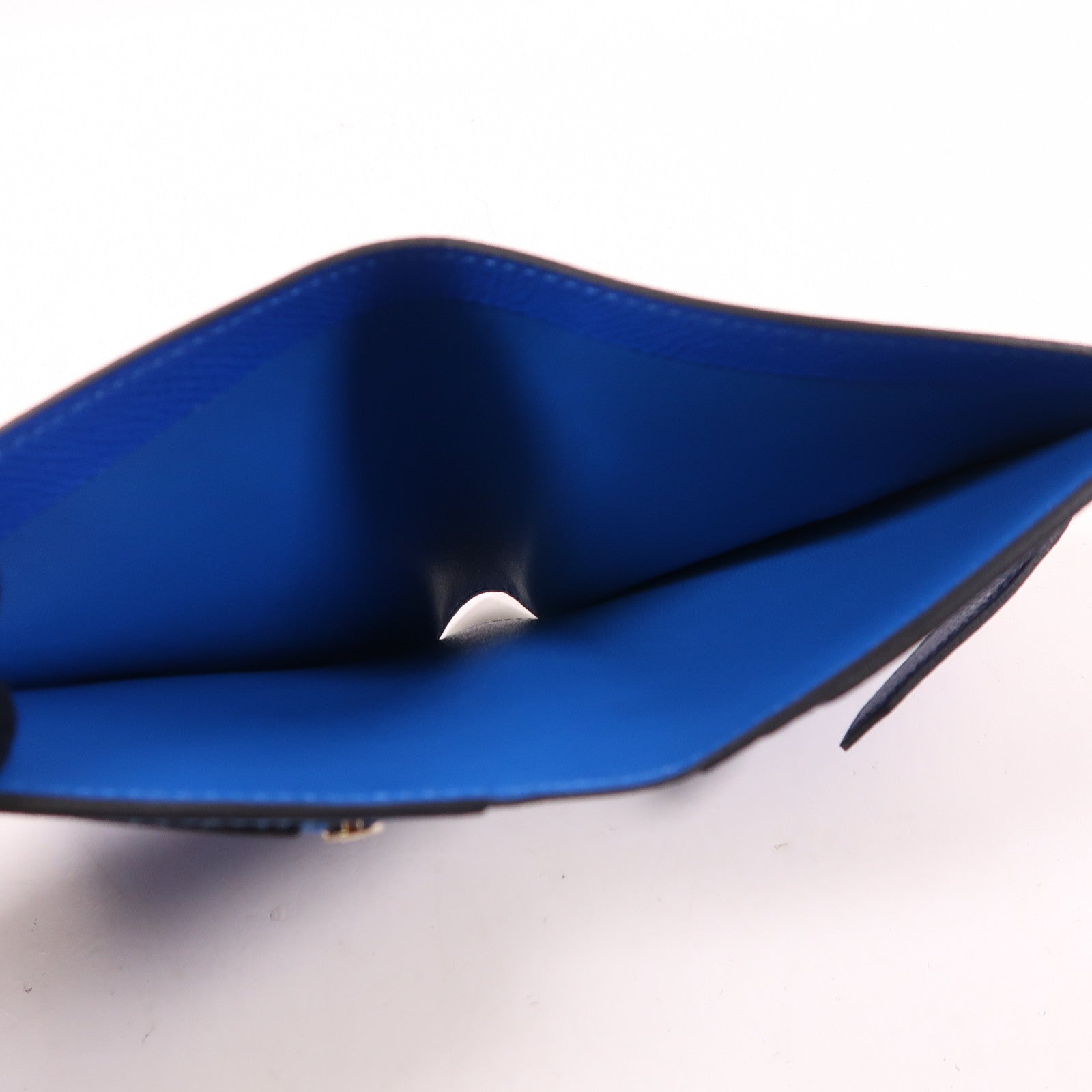 HERMES Epsom皮革Bearn Wallet銀扣錢包Deep Bleu/Bleu Electrique