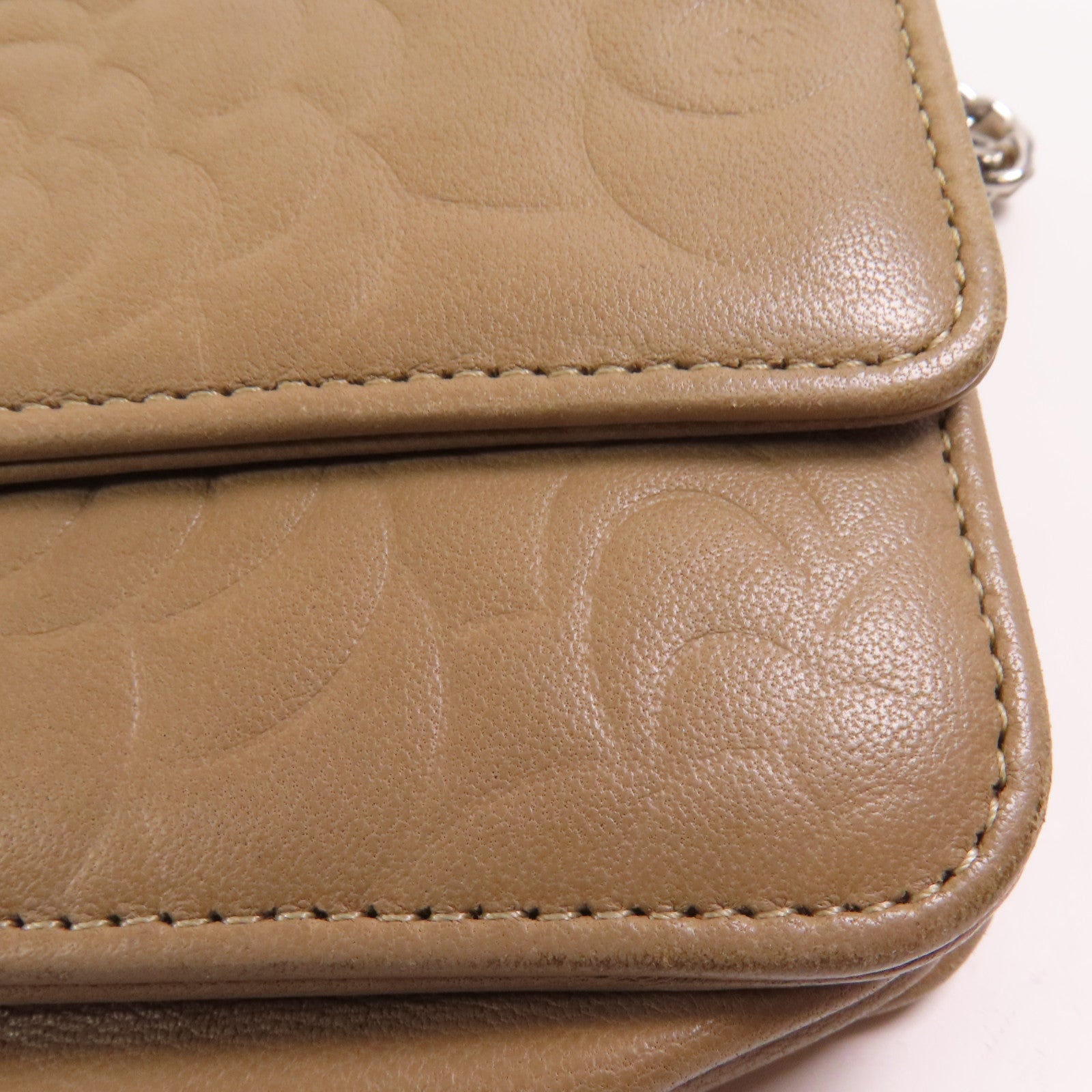 CHANEL 羊皮皮革WOC 19cm銀扣鏈帶肩背袋