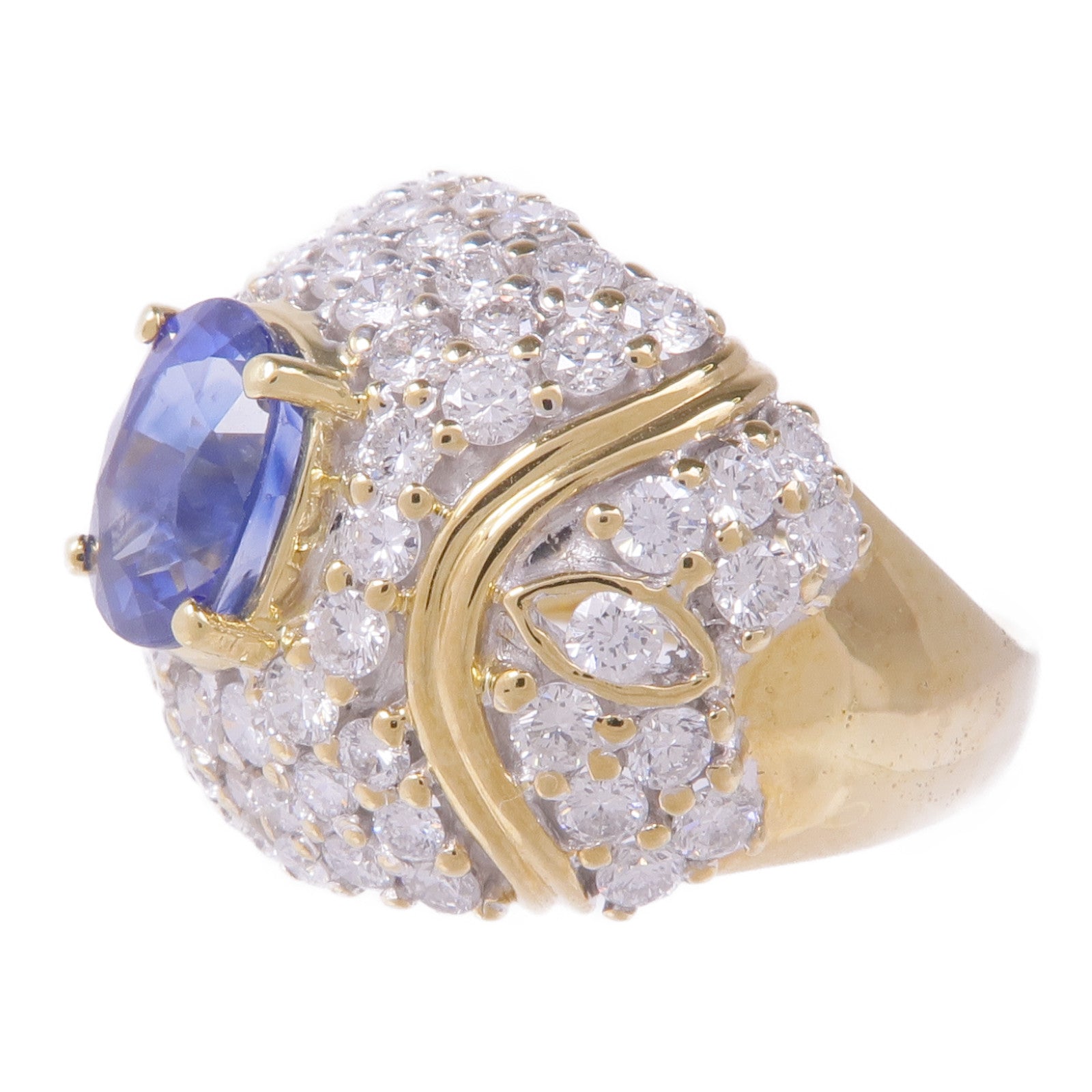 JEWELRY 【激減優惠】18K黃金Sapphire Diamond Ring藍寶石/鑽石戒指US#7