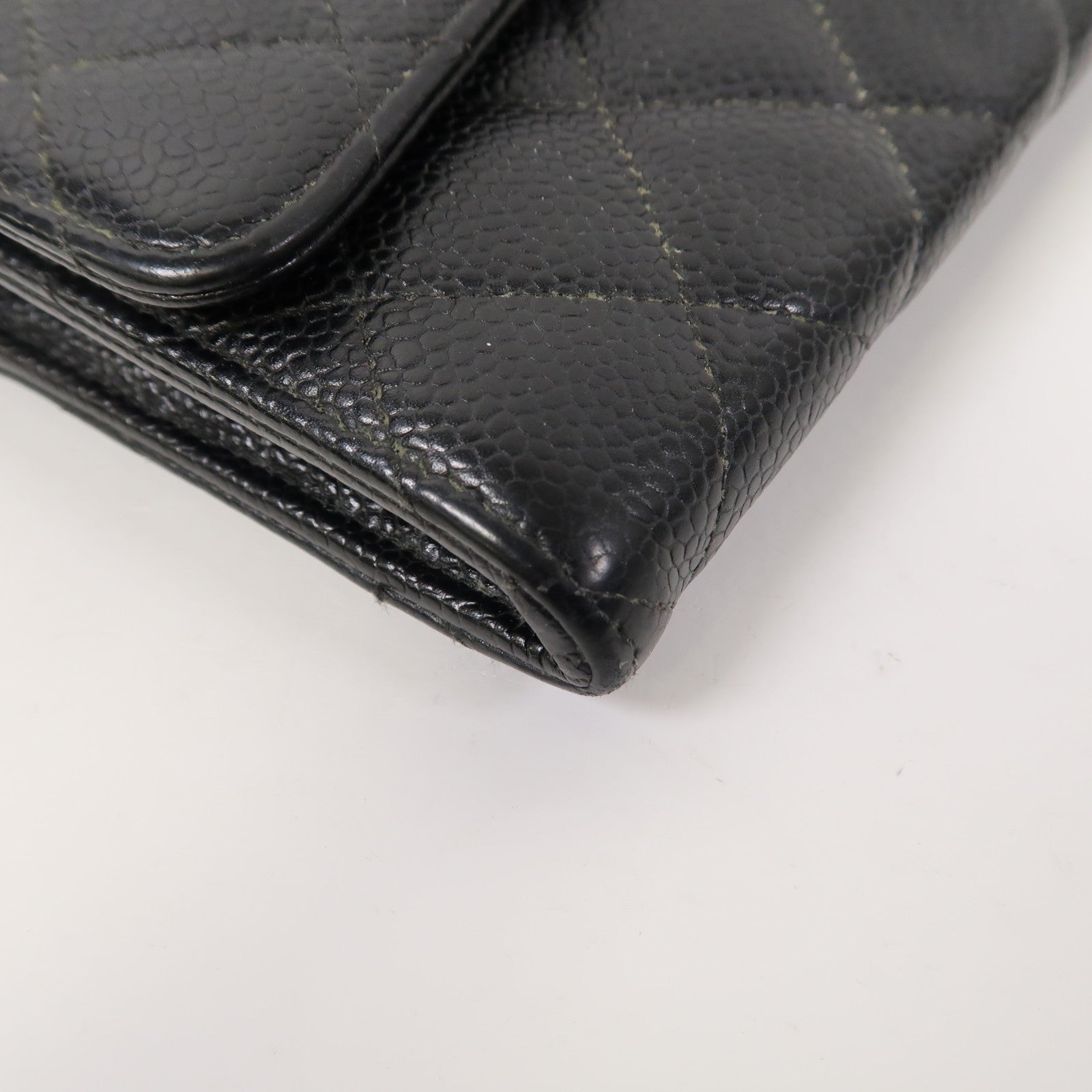 CHANEL Caviar皮革Long Wallet金扣長錢包黑色