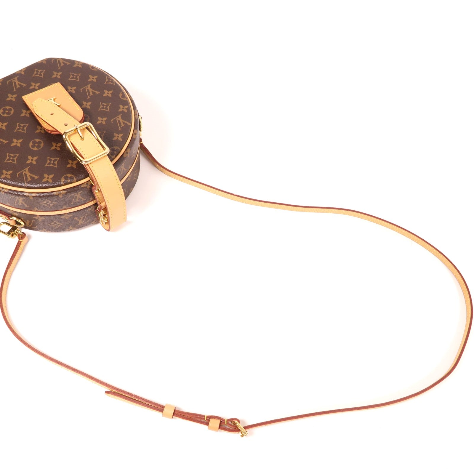 LOUIS VUITTON Monogram Petite Boite Chapeau金扣手挽肩背兩用袋棕色