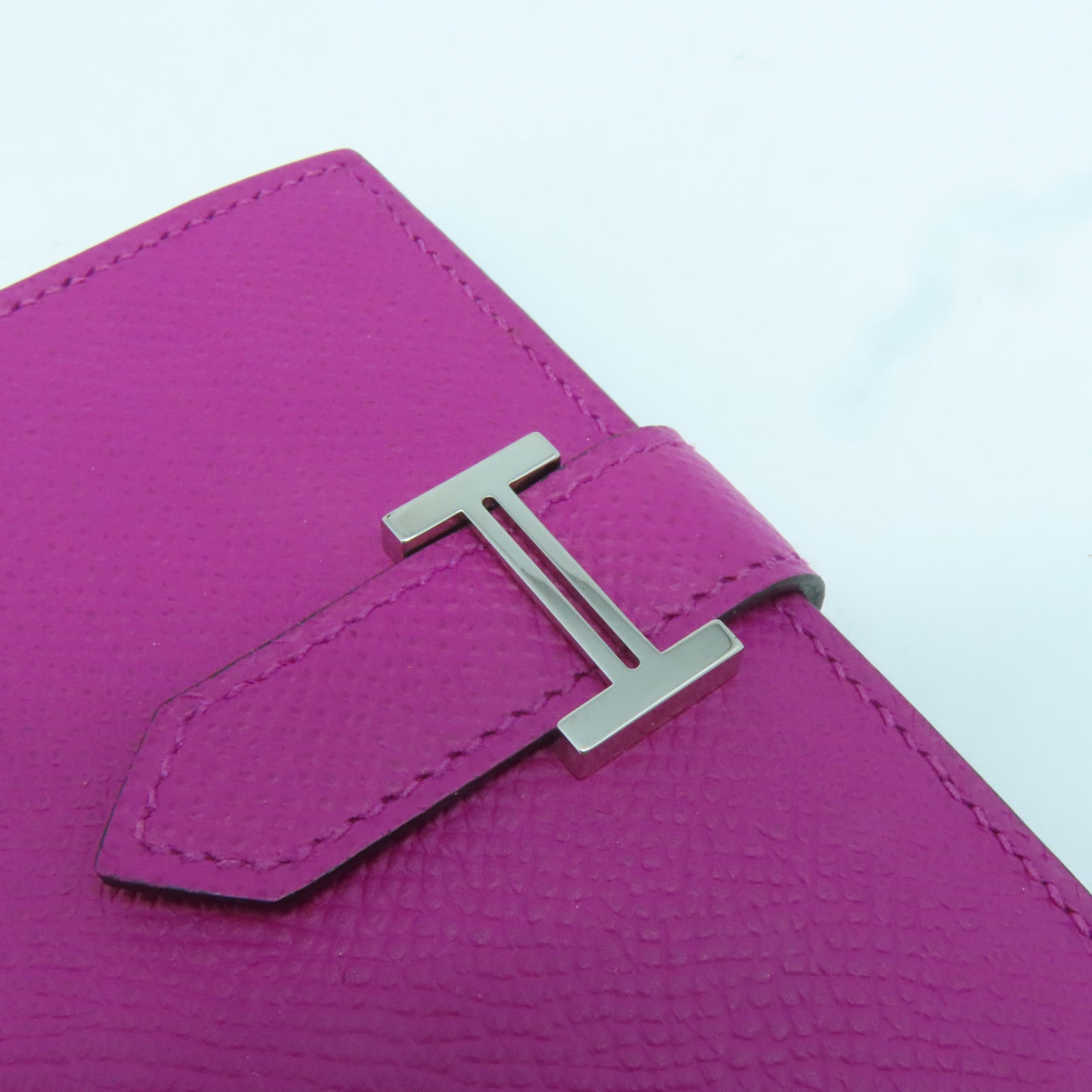HERMES 【激減優惠】Epsom皮革Bearn Card Case銀扣卡片套Rose Pourpre玫瑰紫色