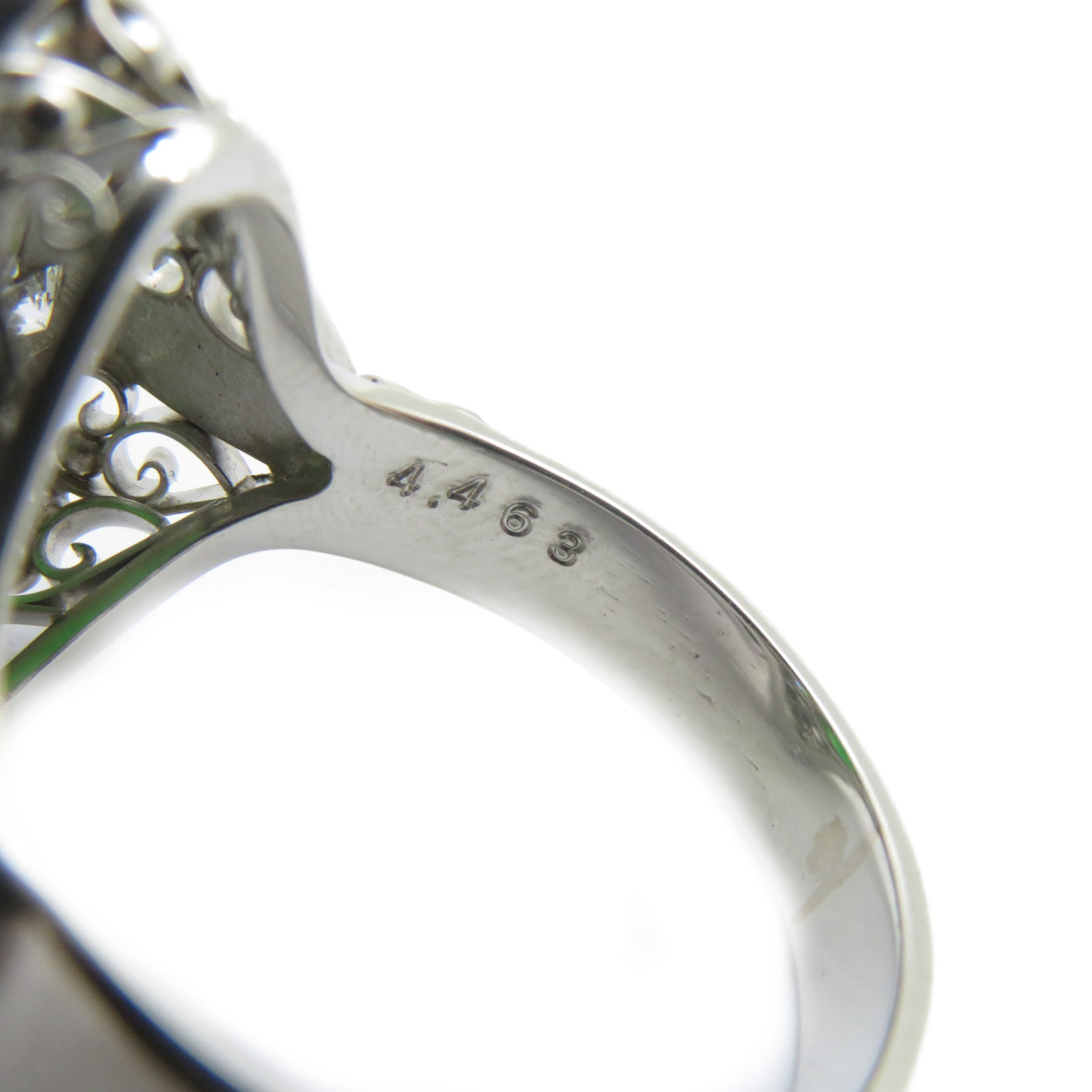 JEWELRY PT900鉑金Jade Ring 4.463ct翡翠/0.884ct鑚石戒指US#9.5