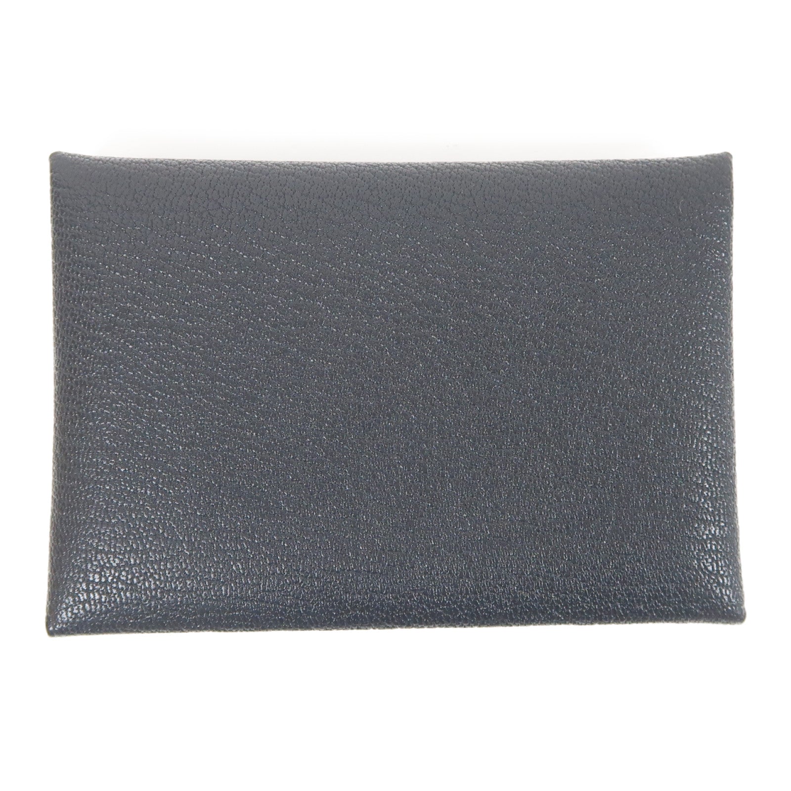 HERMES Chevre皮革Calvi Duo銀扣卡片套Graphite灰色