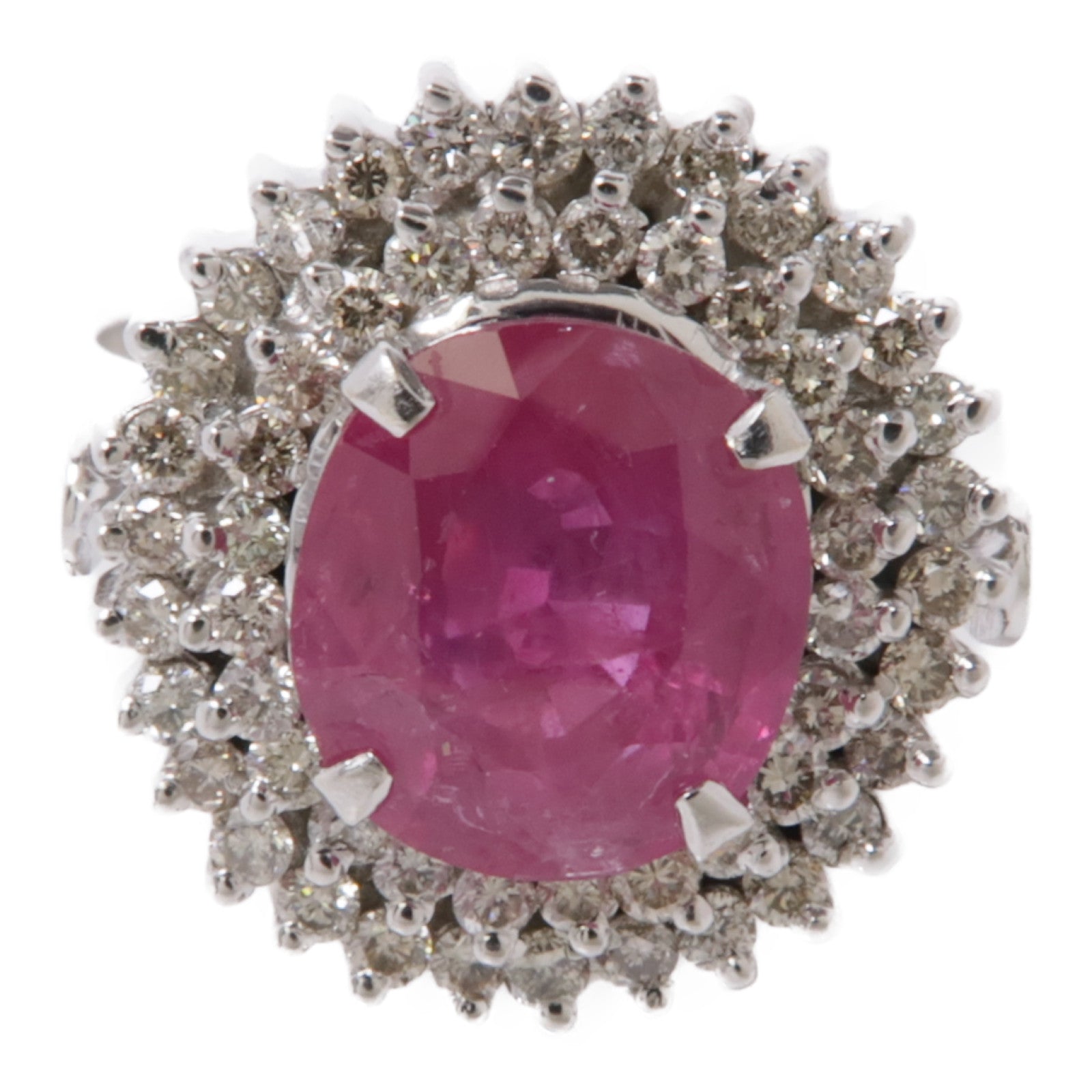 JEWELRY 【激減優惠】18K白金Ruby Ring紅寶石/鑽石戒指US#7.25