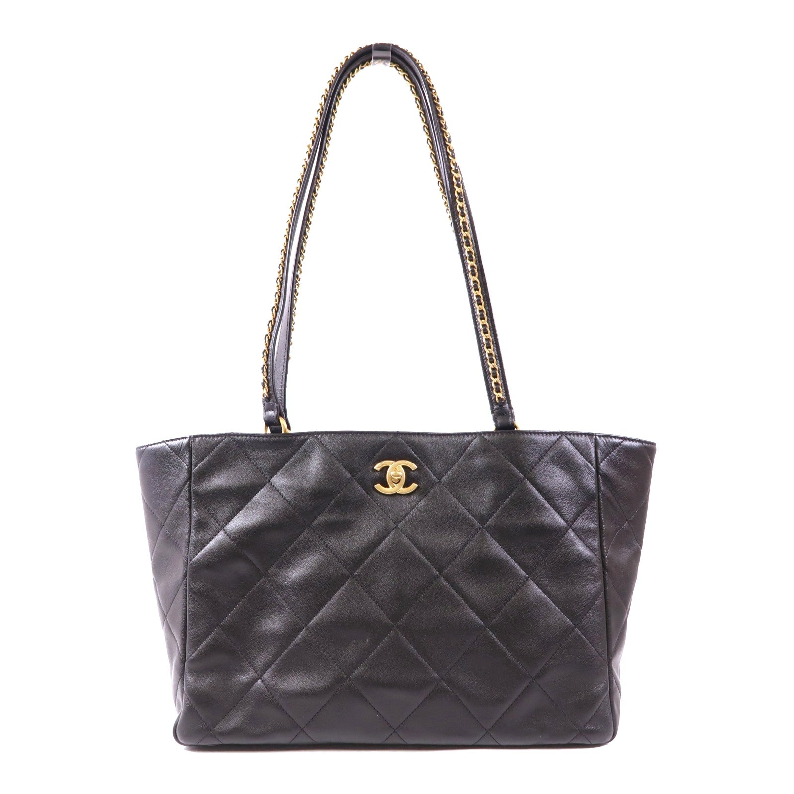 CHANEL CC GHW Tote Bag Shoulder Bag AS3537 Calfskin Leather Black