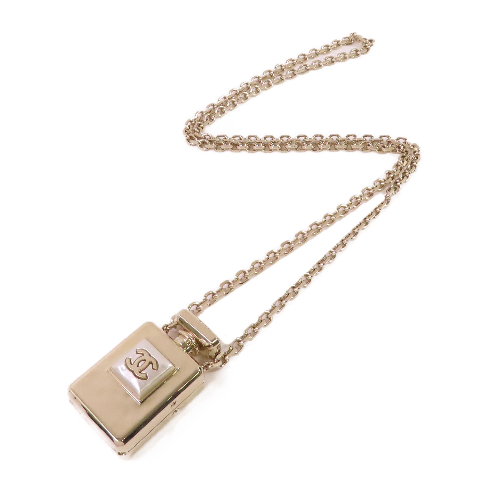 CHANEL 金屬/仿珍珠Coco Chanel Locket Necklace金扣項鏈金色