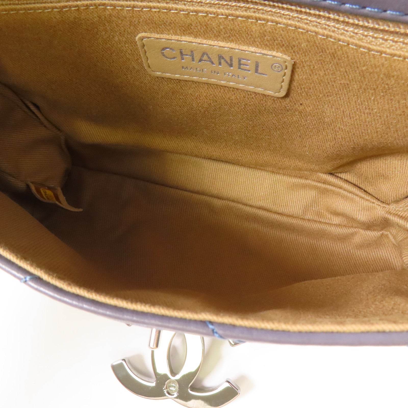 CHANEL 牛皮皮革Chain Shoulder銀扣手挽肩背兩用袋