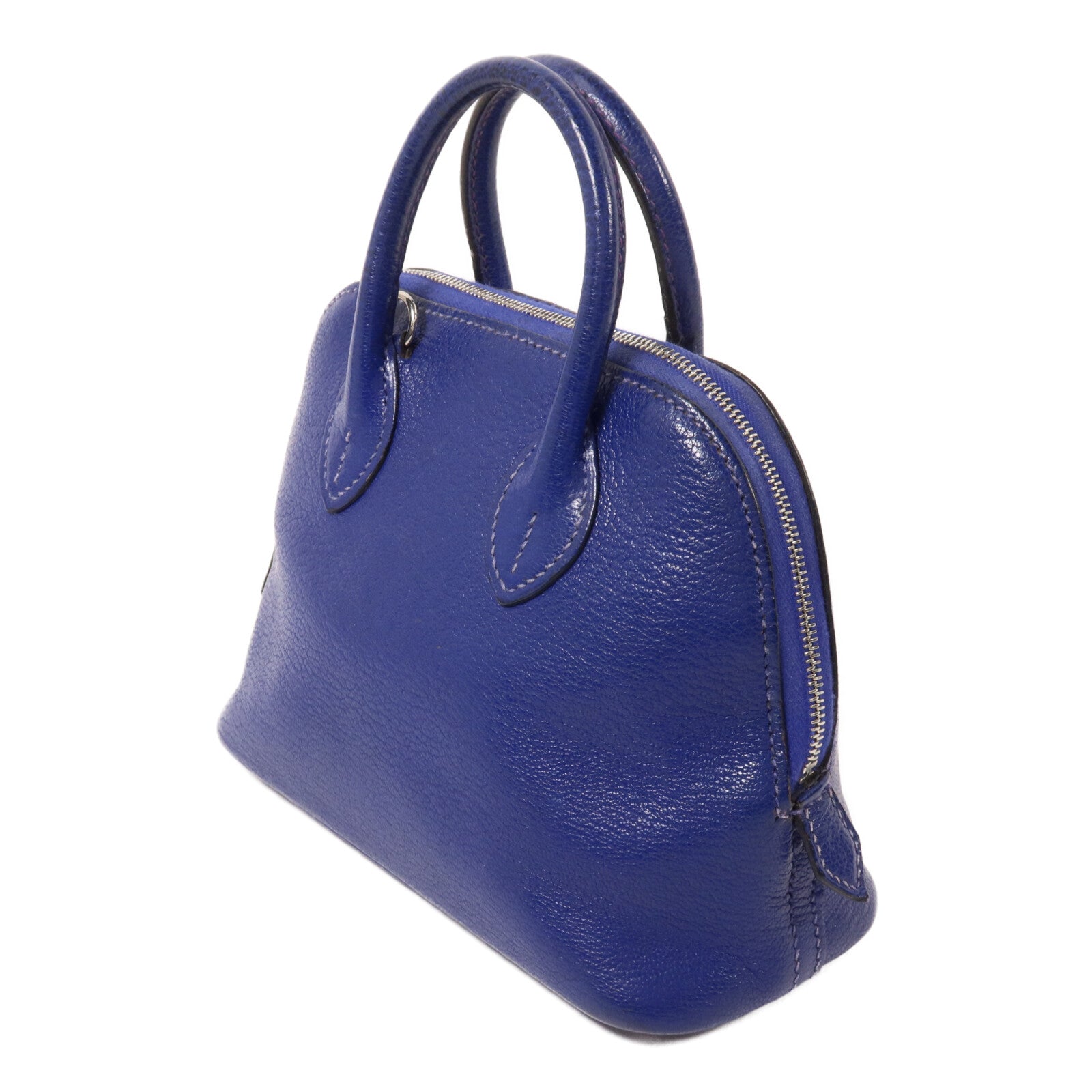 HERMES Chevre皮革Mini Bolide手挽肩背兩用袋Bleu Saphir