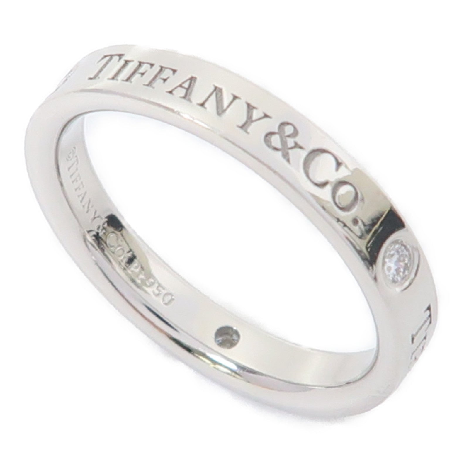 TIFFANY＆CO PT950鉑金Band Ring 3 Diamond戒指US#5.5