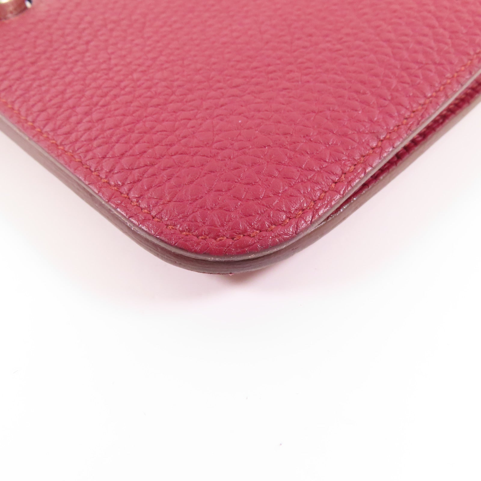 HERMES PHW Dogon GM Long Wallet Clemence Leather B5 Rubis