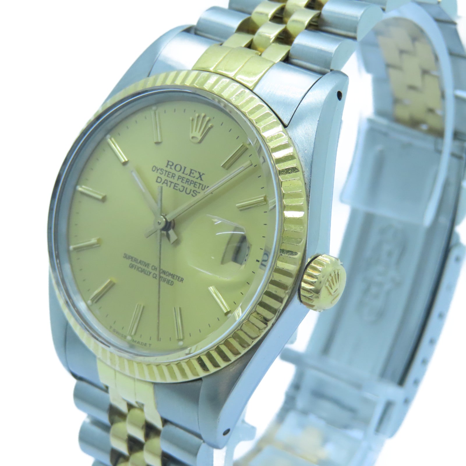 ROLEX Datejust 18K黃金/不鏽鋼手錶自動機芯金色