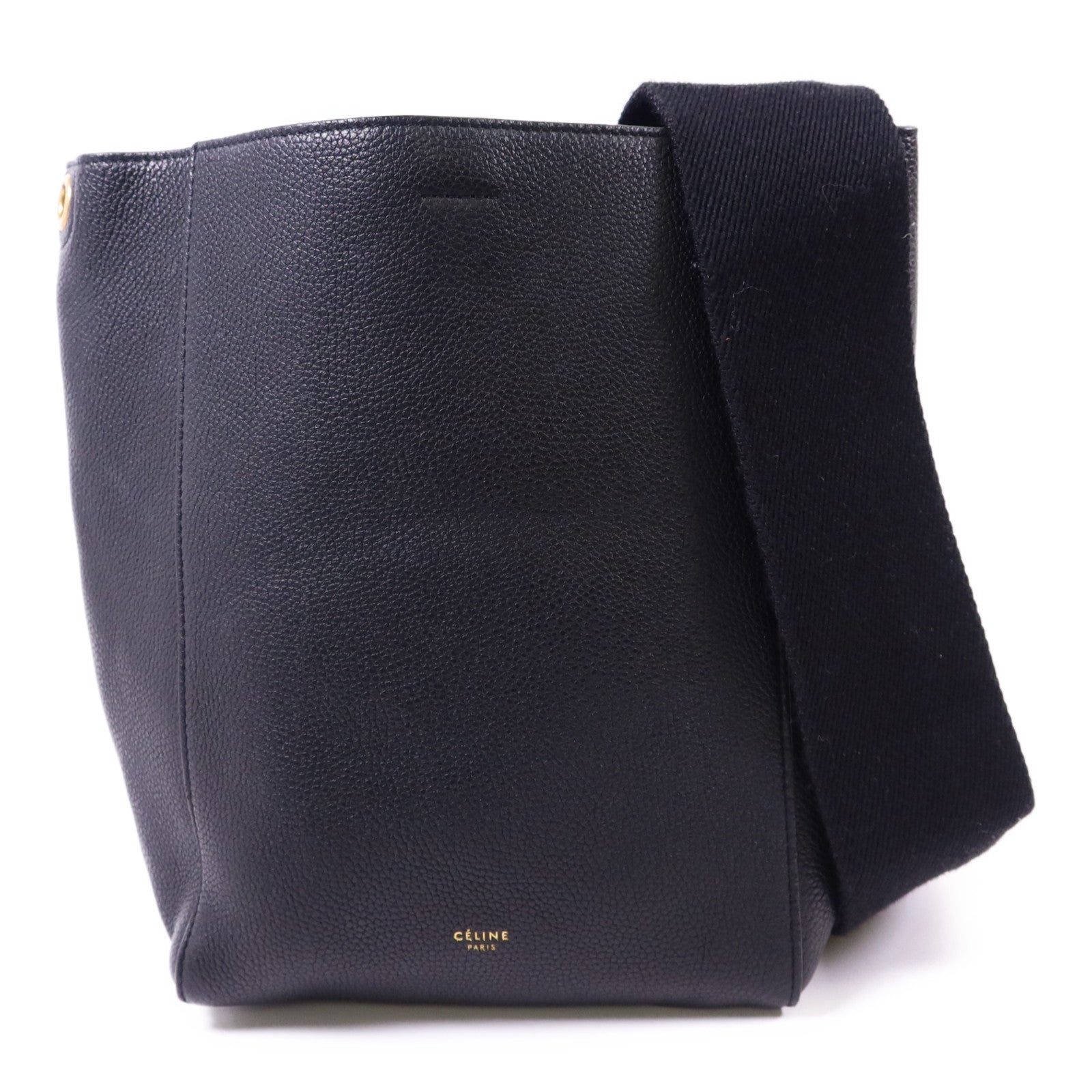 CELINE 牛皮皮革Sangle Bucket Small金扣肩背袋