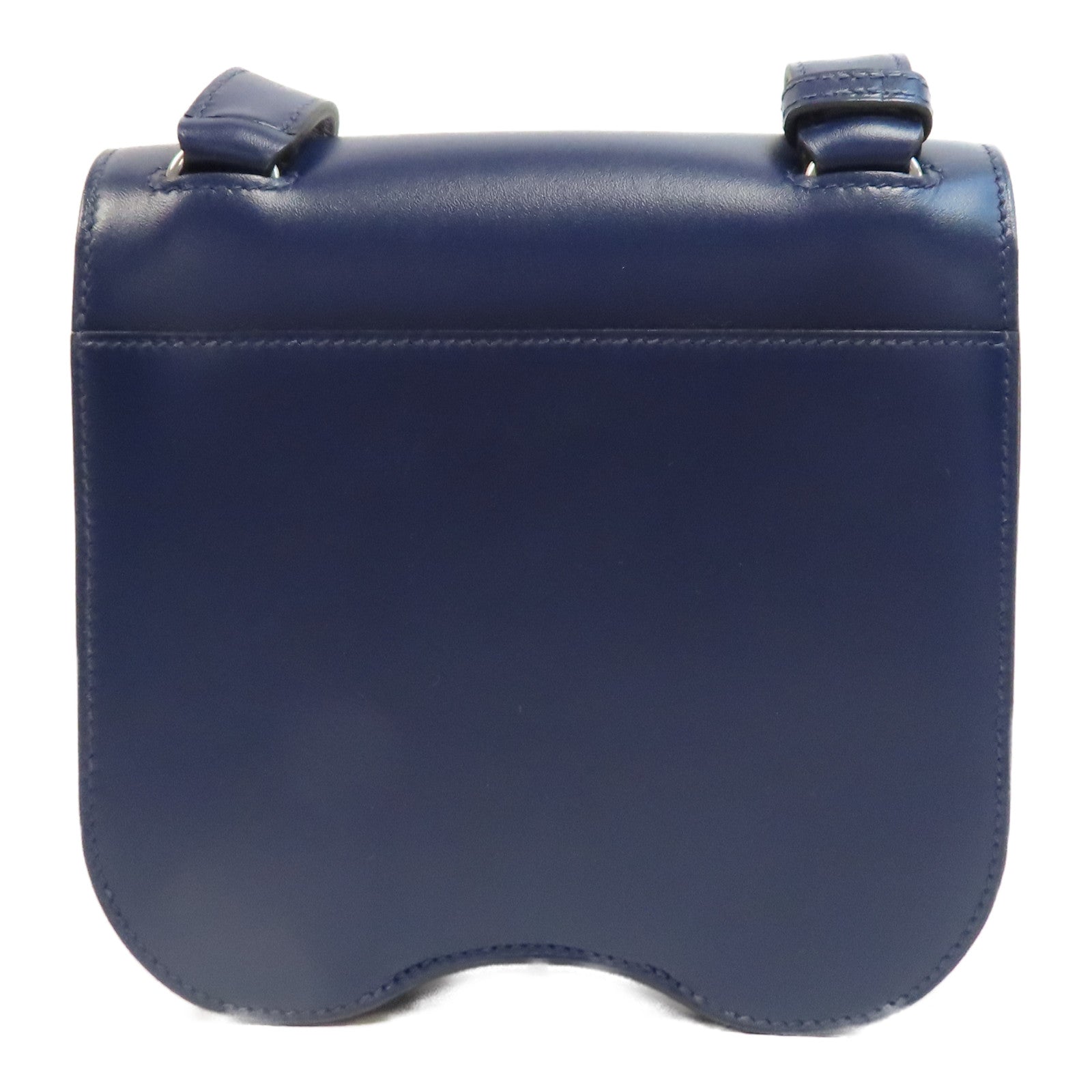 HERMES 【激減優惠】Tadelakt皮革Della Cavalleria Mini銀扣肩背袋Bleu Saphir/藍色
