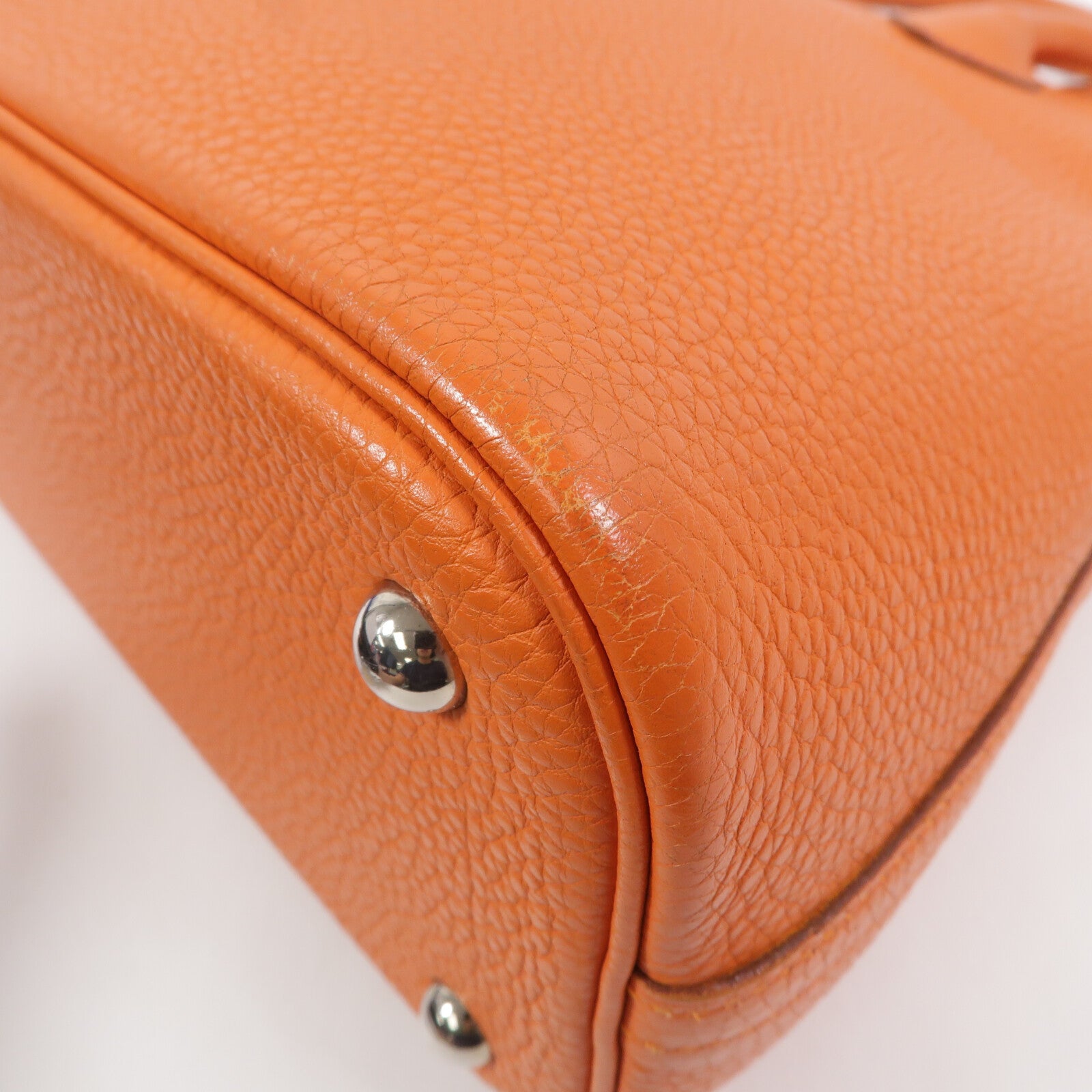 HERMES Clemence皮革Bolide 31手挽袋Orange